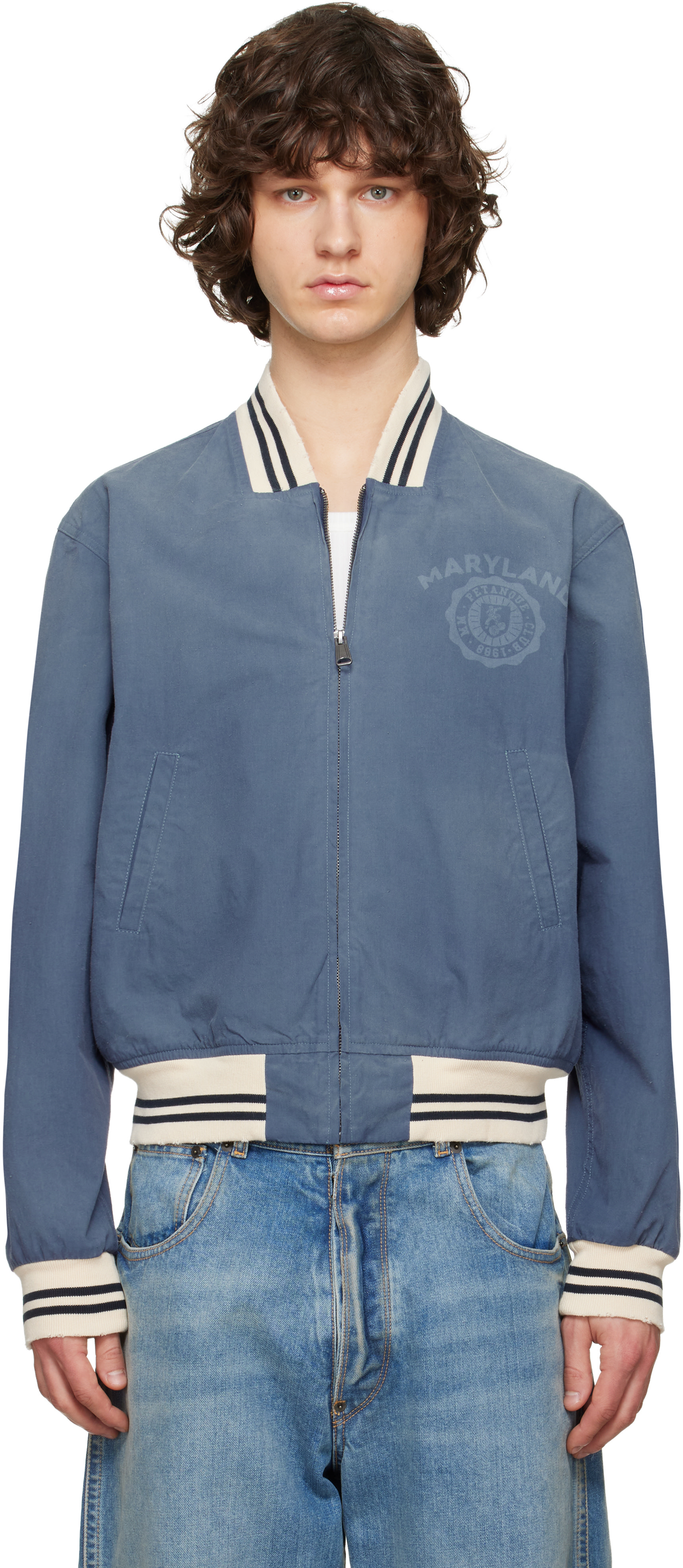 Maison Margiela - ブルー Varsity Caban ジャケット