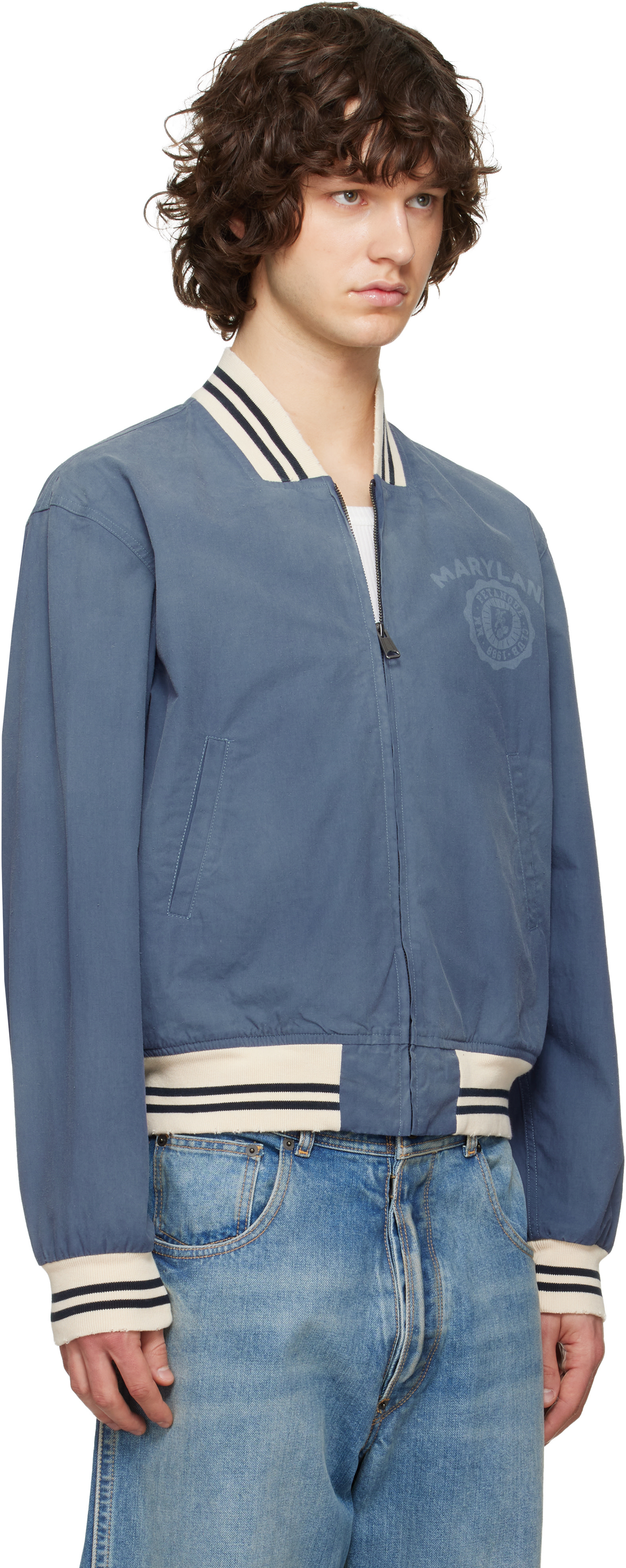 Maison Margiela - ブルー Varsity Caban ジャケット