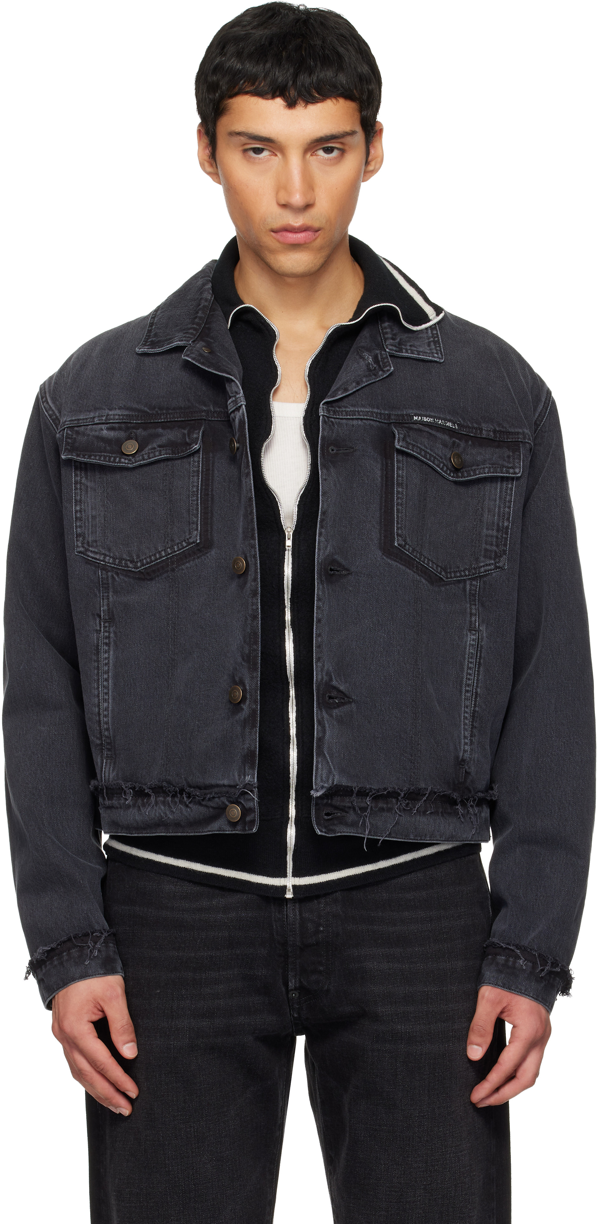 Maison Margiela: ブラック Caban デニムジャケット | SSENSE 日本 Maison Margiela: ブラック Caban デニムジャケット | SSENSE 日本