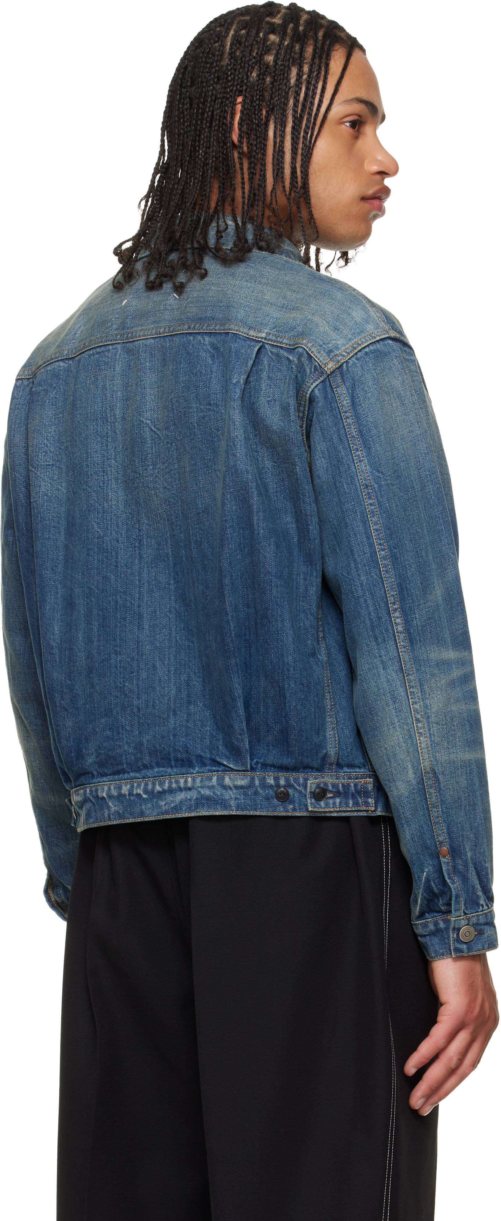 Maison Margiela: ブルー 'Sportsjacket' デニムジャケット | SSENSE 日本