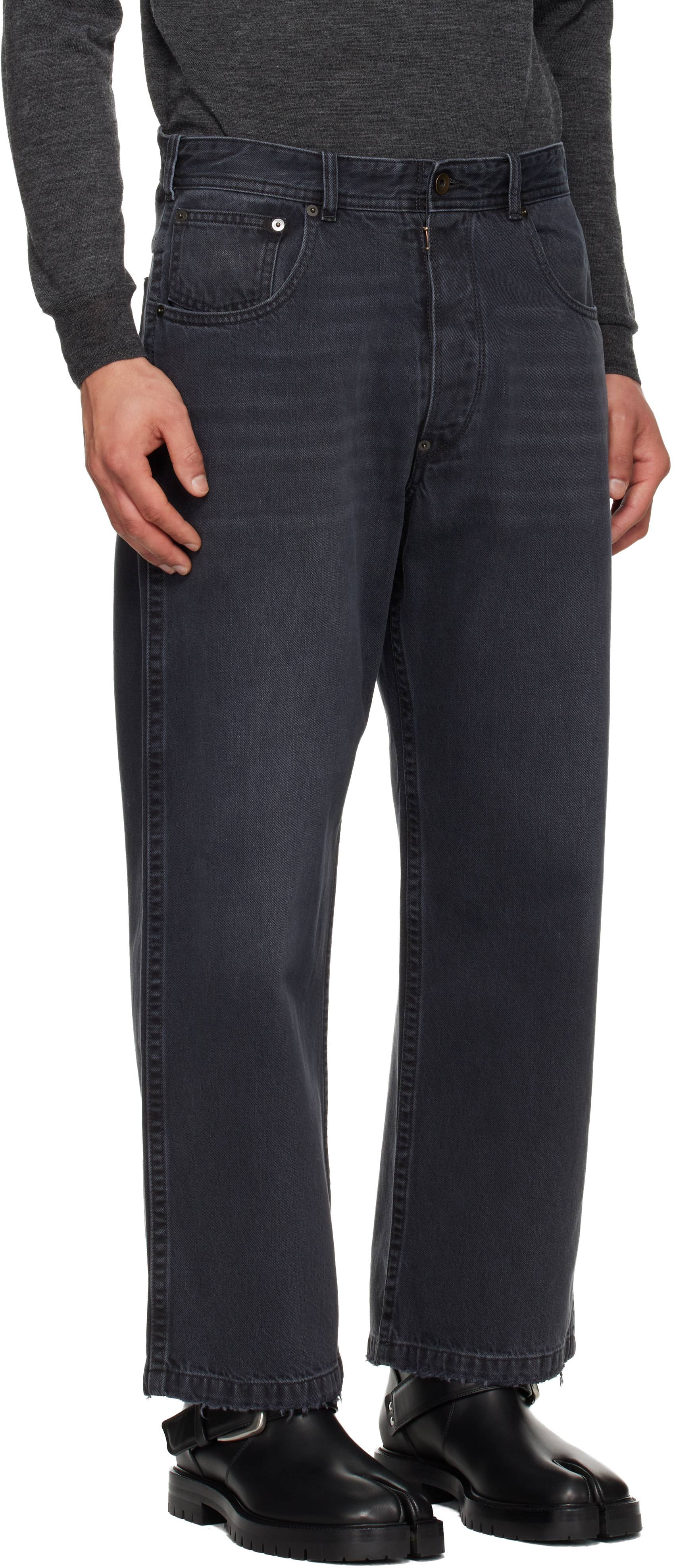 Maison Margiela - Black Straight-Leg Cropped Jeans