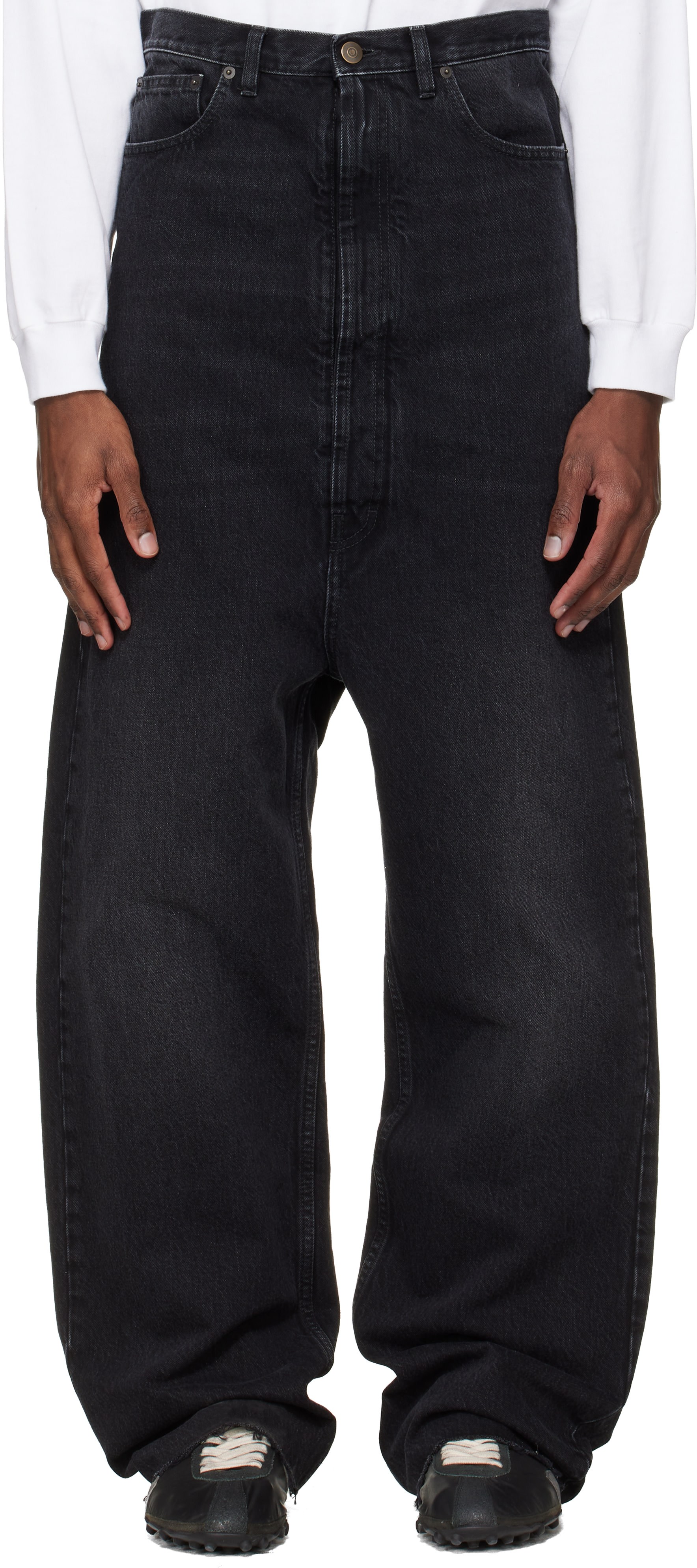 Maison Margiela: Black Dropped-Rise Jeans | SSENSE