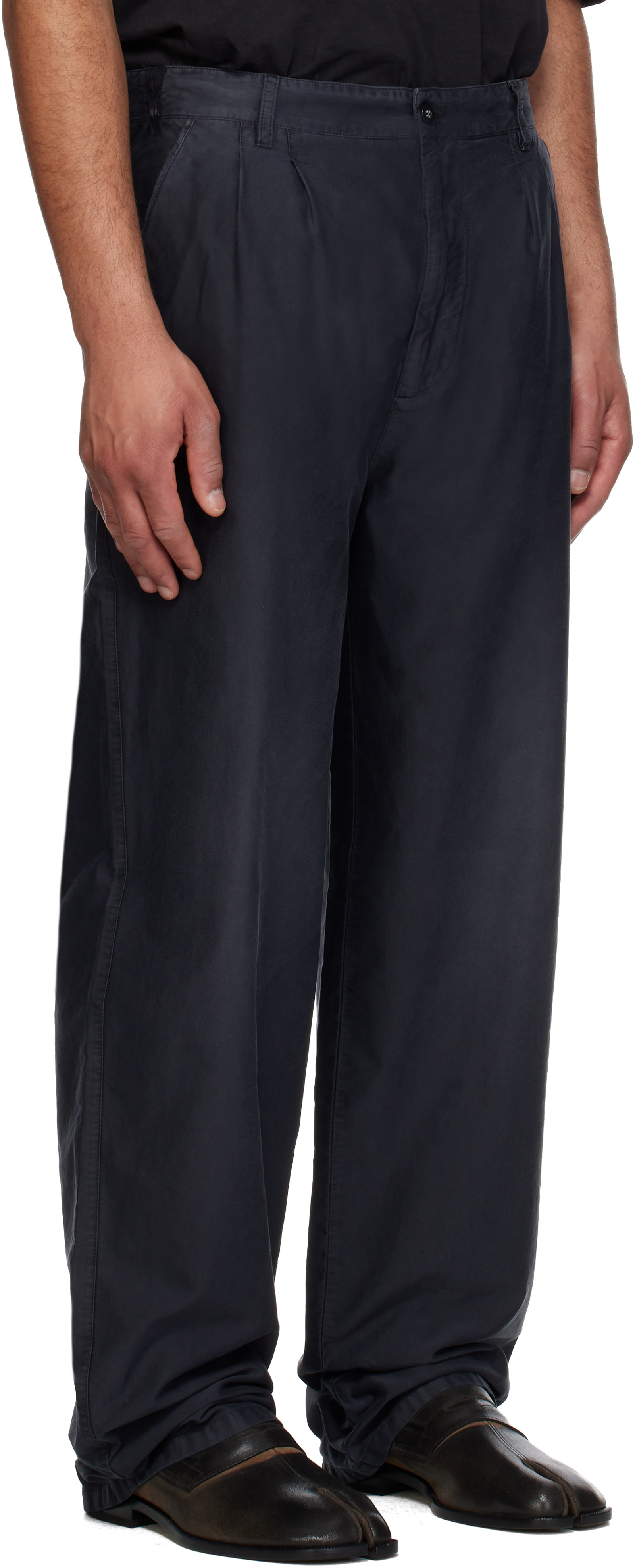 Maison Margiela: Black Unbrushed Moleskin Trousers | SSENSE