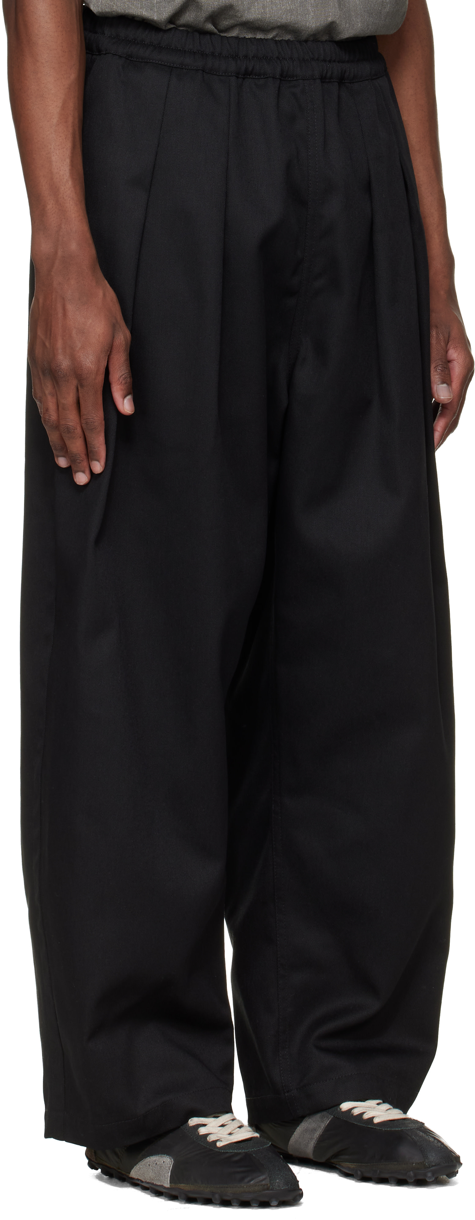 Maison Margiela: Black Dropped-Rise Cotton Trousers | SSENSE