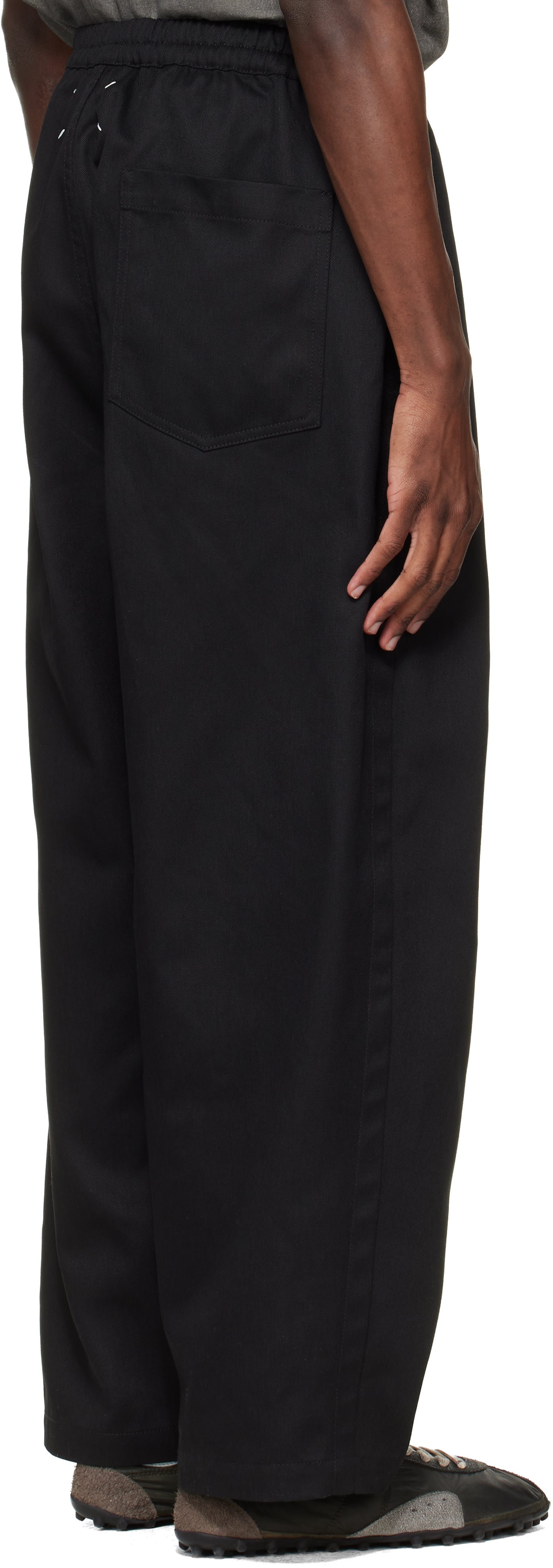 Maison Margiela: Black Dropped-Rise Cotton Trousers | SSENSE