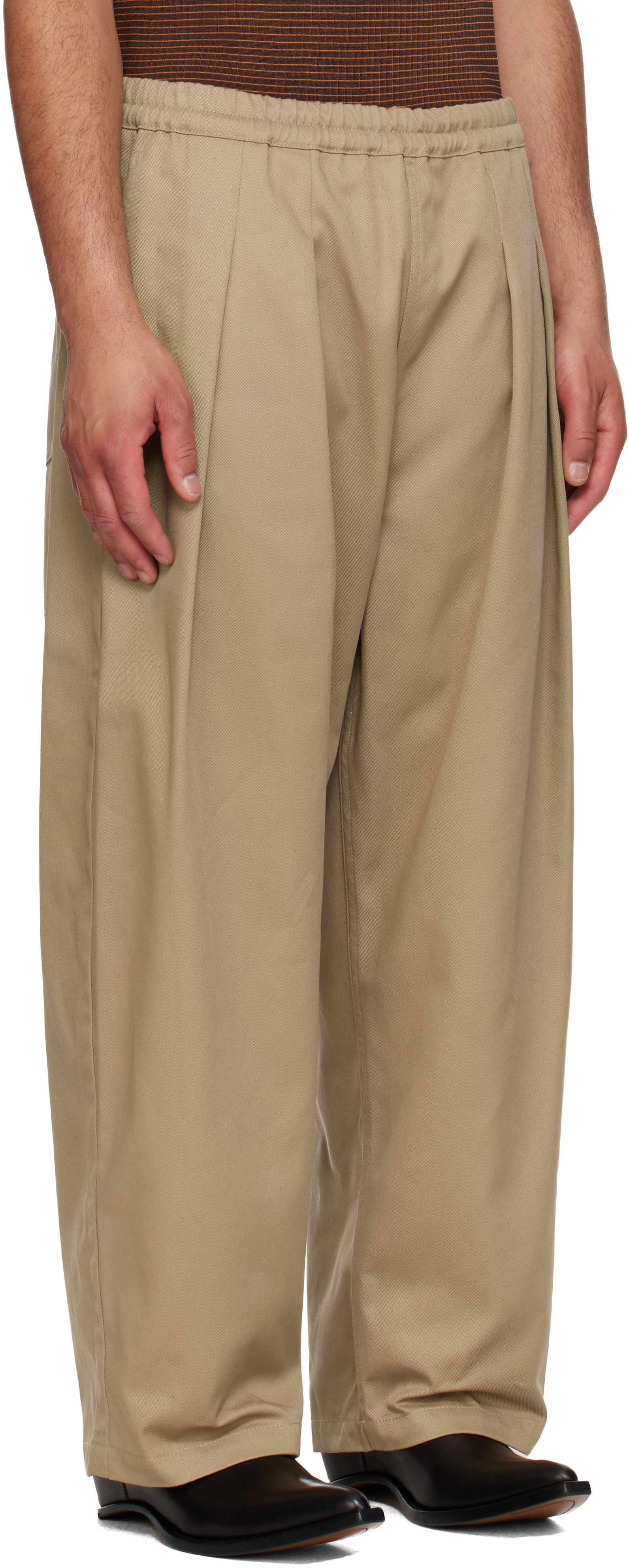 Maison Margiela: Beige Dropped-Rise Trousers | SSENSE