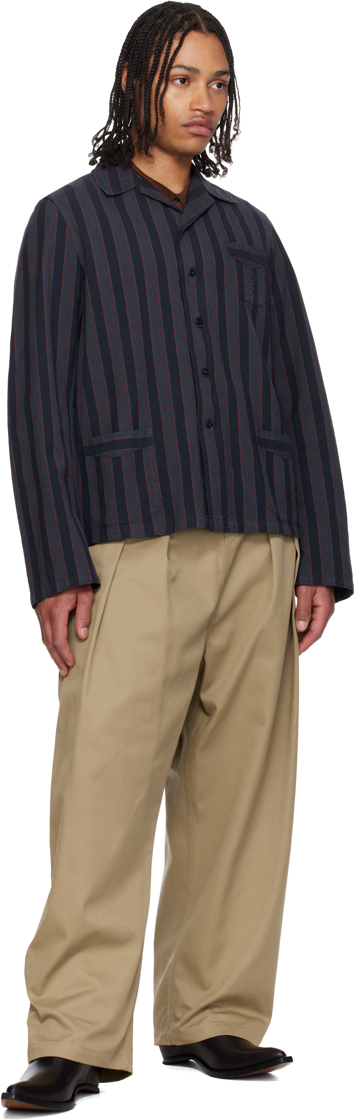 Maison Margiela: Beige Dropped-Rise Trousers | SSENSE