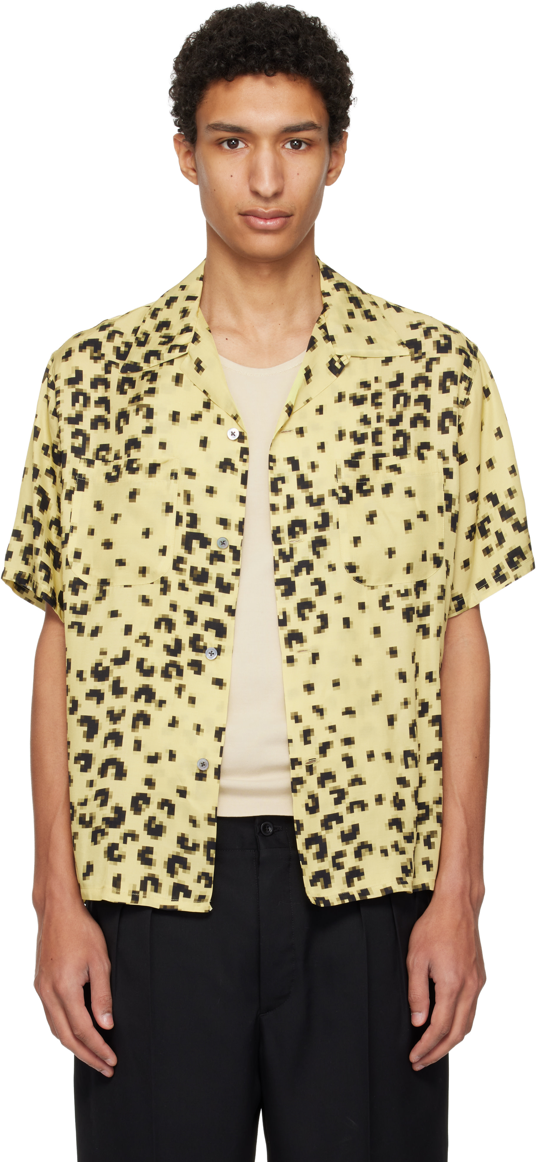 トップス MAISON MARGIELA 20AW Open collar shirt Maison Margiela: Yellow Short-Sleeved Shirt | SSENSE