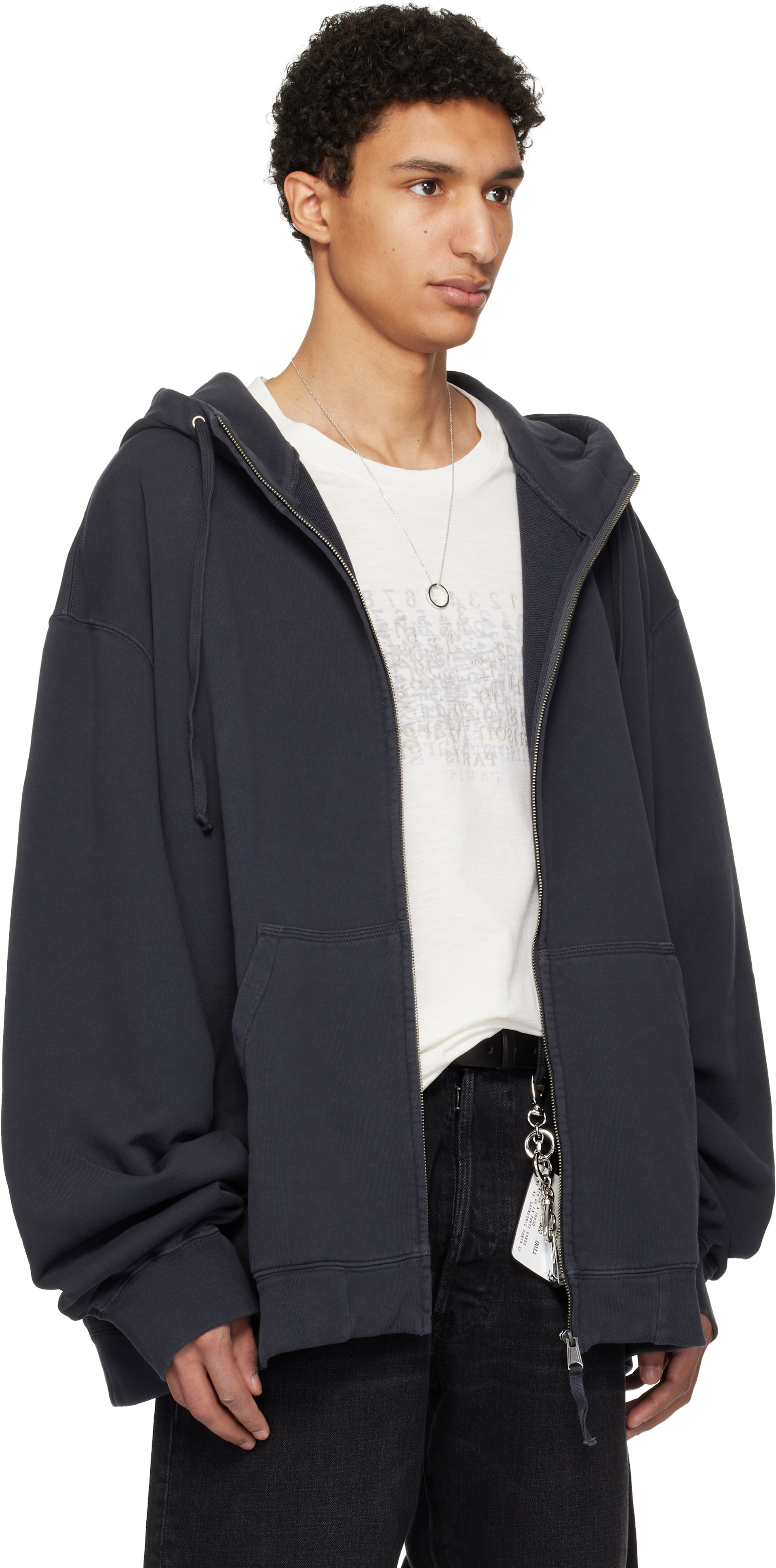Maison Margiela メゾンマルジェラ フーディー Maison Margiela: Gray Embroidered Hoodie | SSENSE