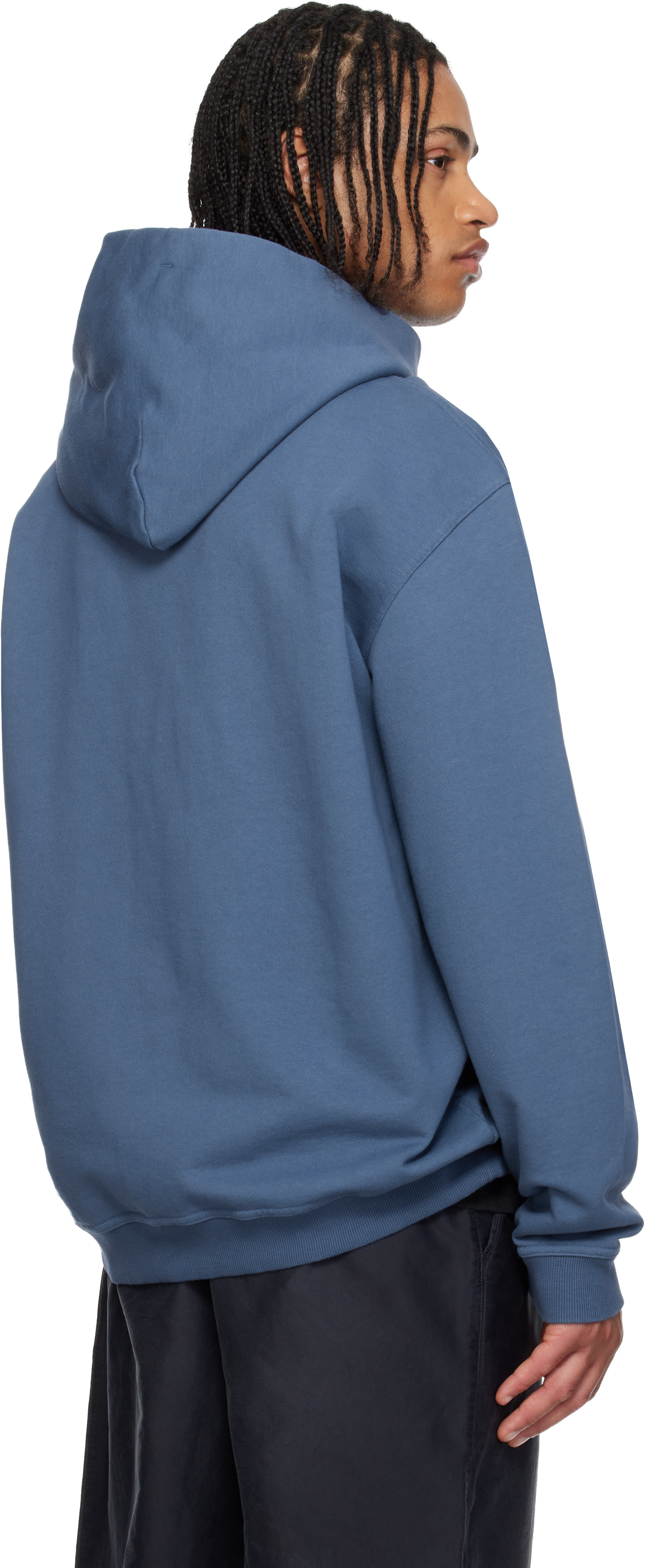 Maison Margiela: Navy Reversed Logo Hoodie | SSENSE Canada
