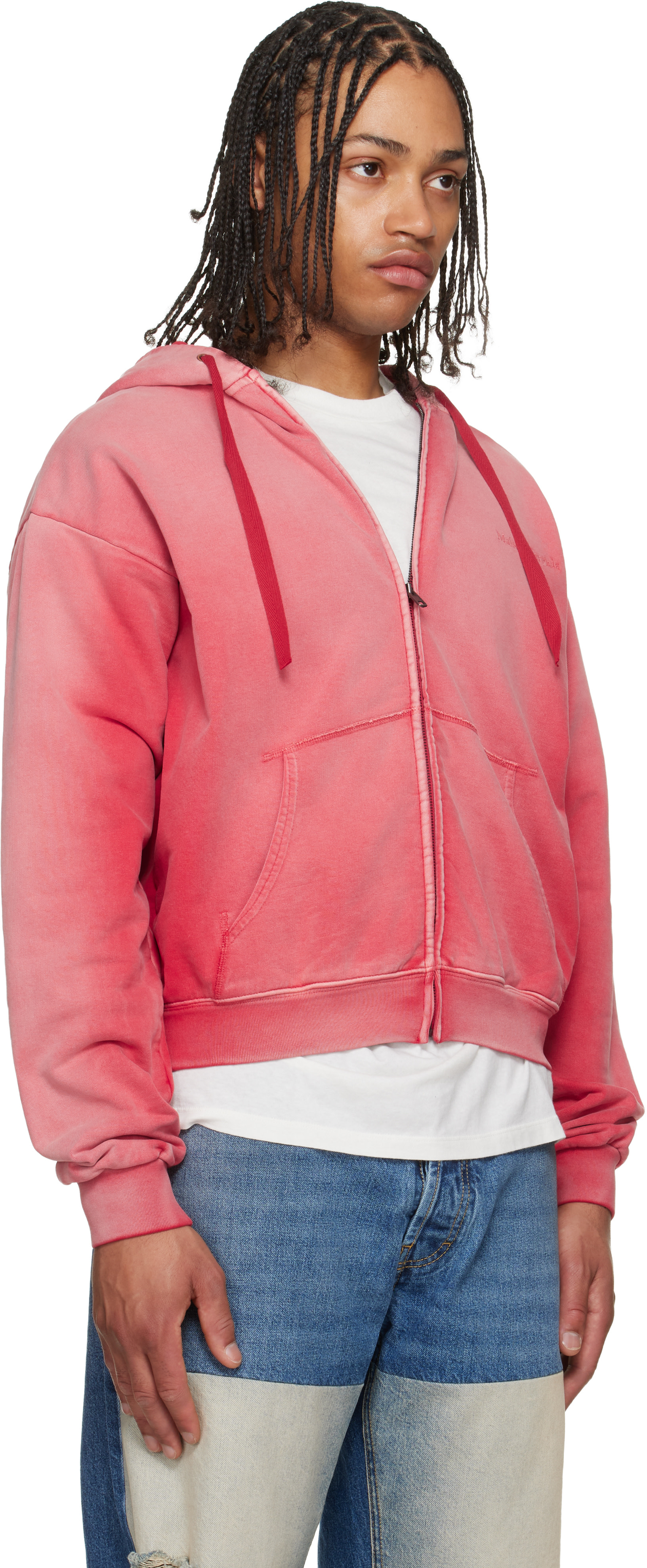 Maison Margiela - Pull à capuche rouge à logo brodé