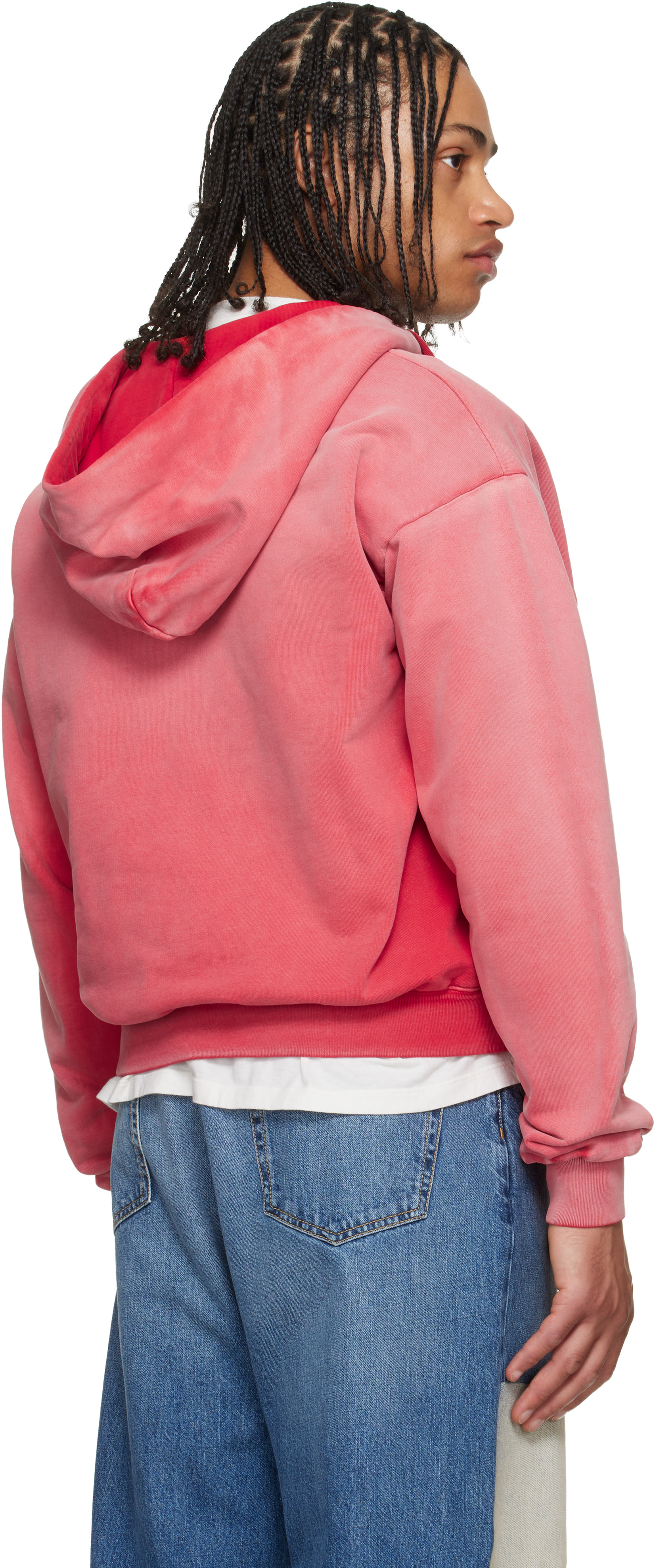 Maison Margiela - Pull à capuche rouge à logo brodé