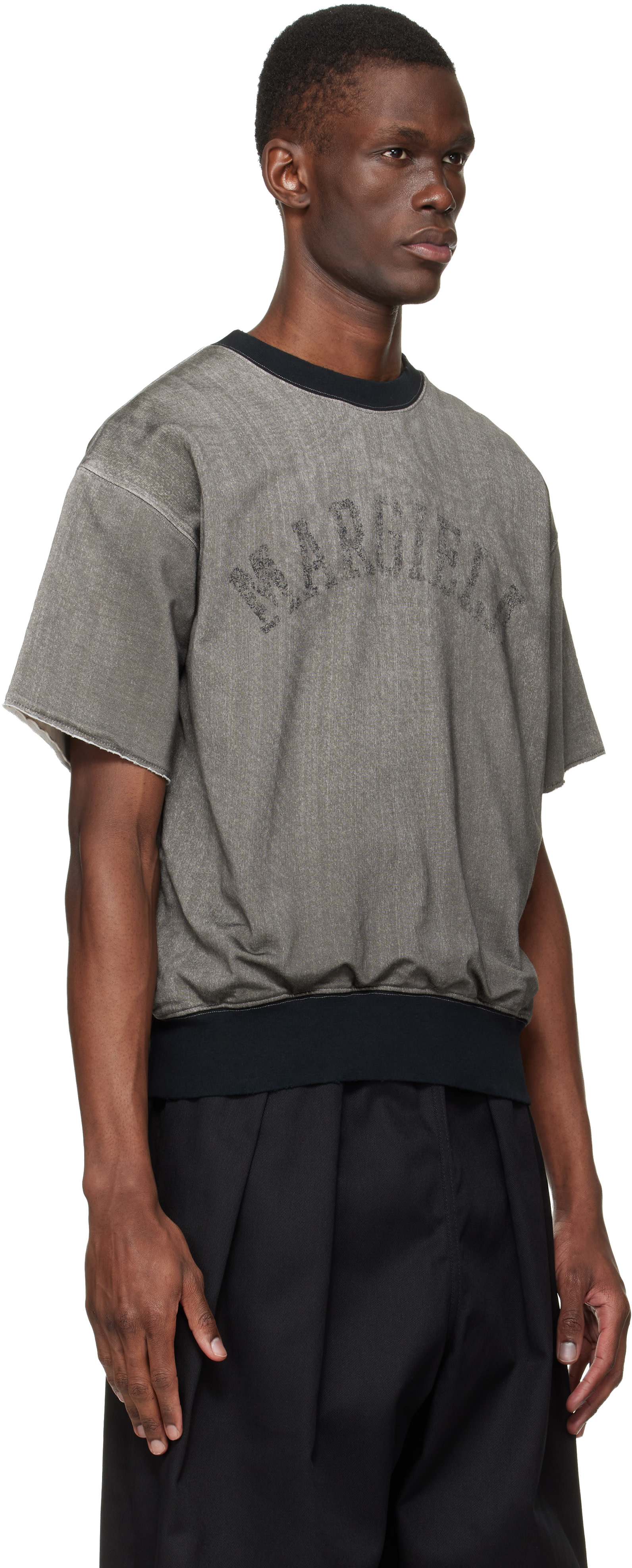 Maison Margiela - Black & Gray Cotton Varsity T-shirt