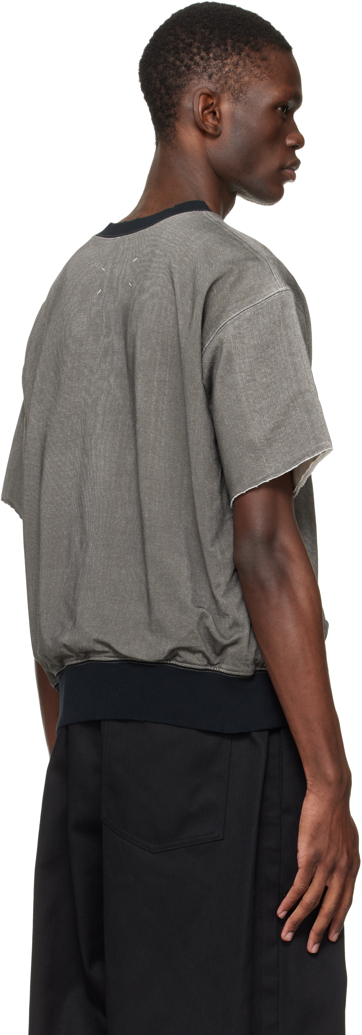 Maison Margiela - Black & Gray Cotton Varsity T-shirt