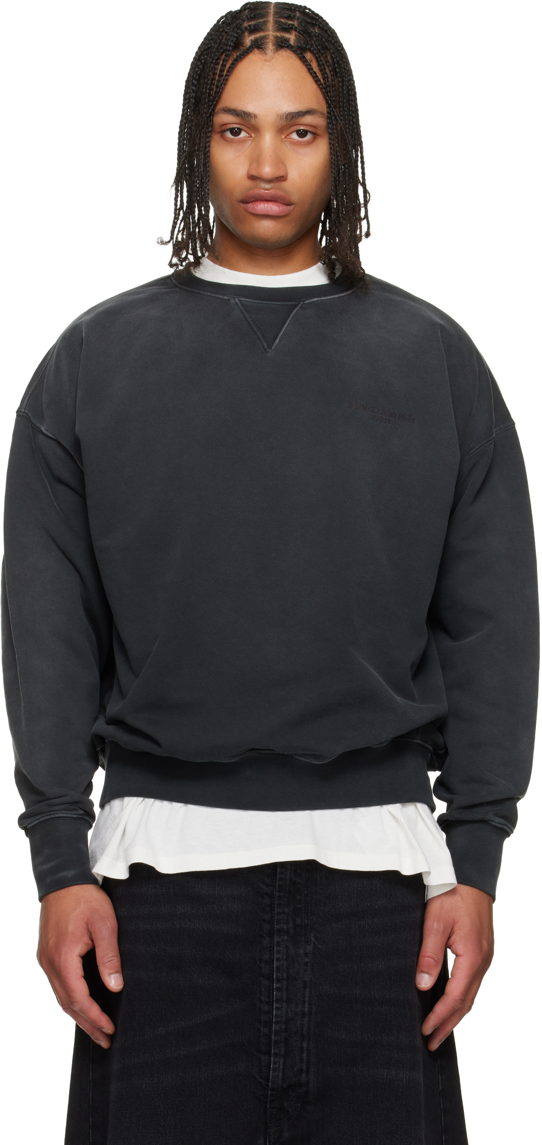 Maison Margiela - Pull molletonné noir à logo brodé