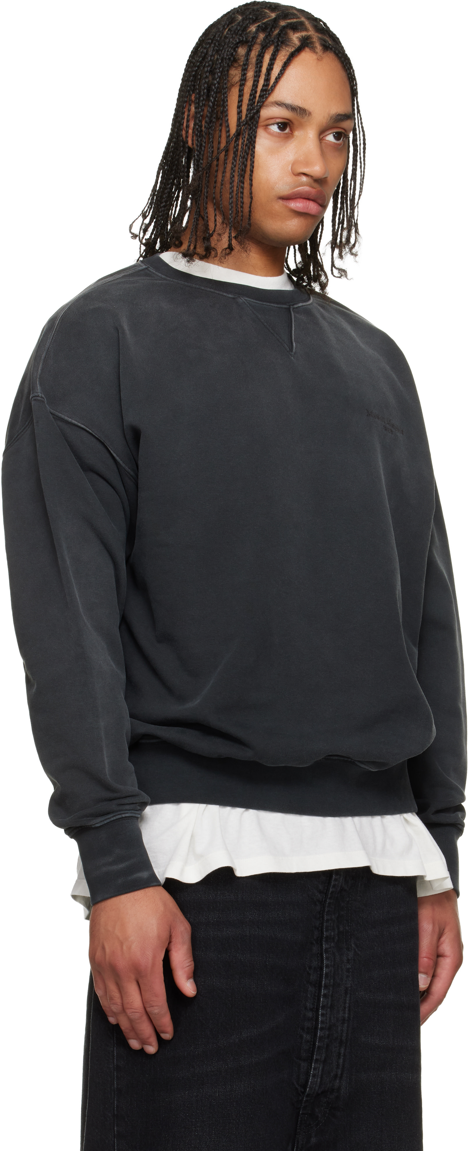 Maison Margiela - Pull molletonné noir à logo brodé
