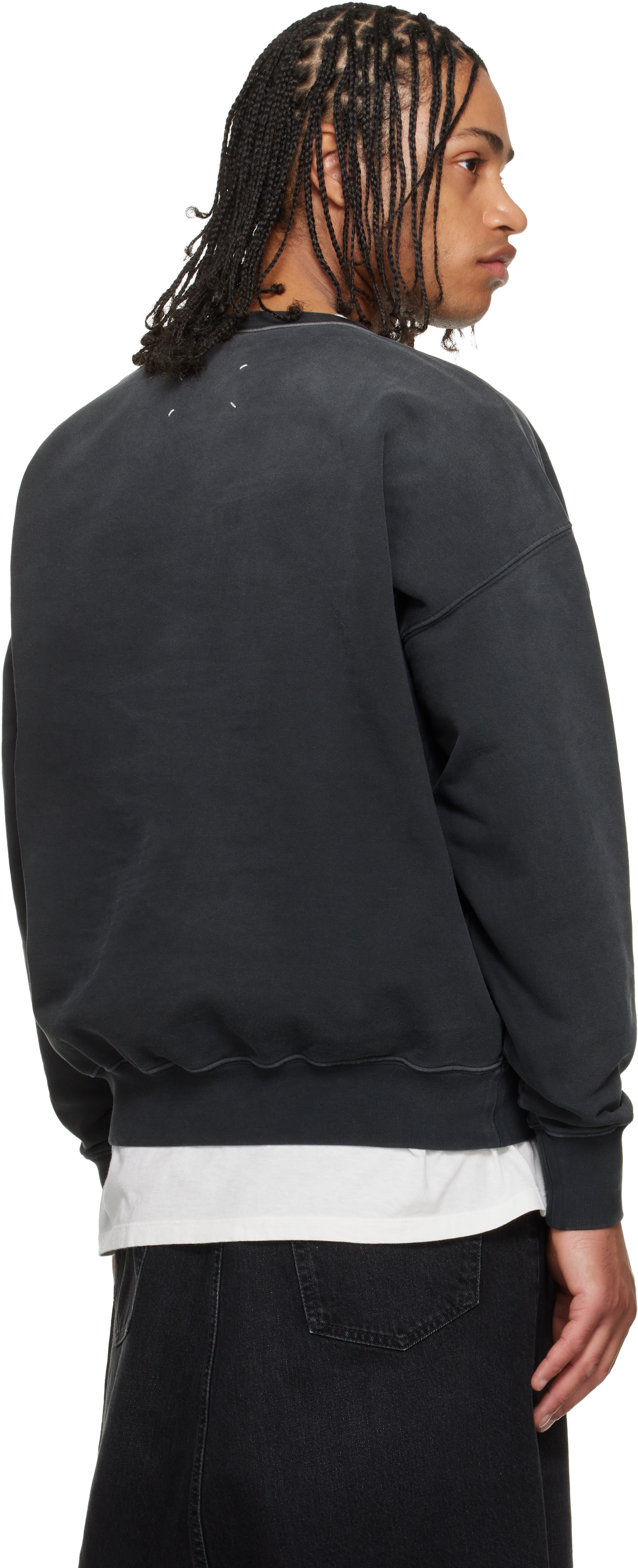 Maison Margiela - Pull molletonné noir à logo brodé