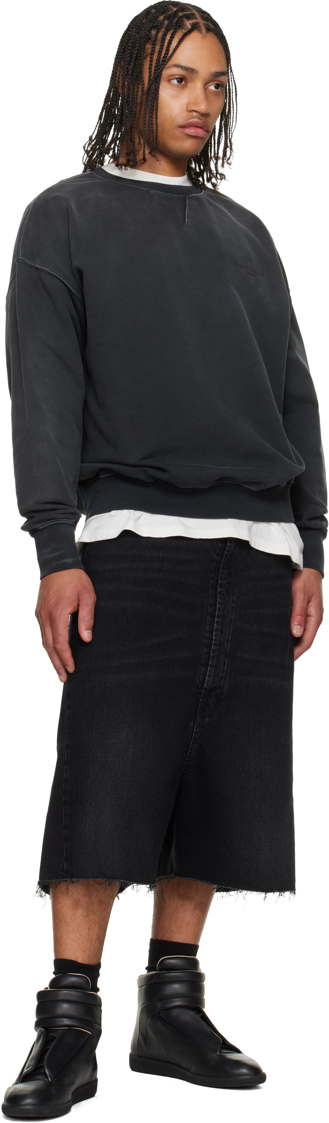 Maison Margiela - Pull molletonné noir à logo brodé