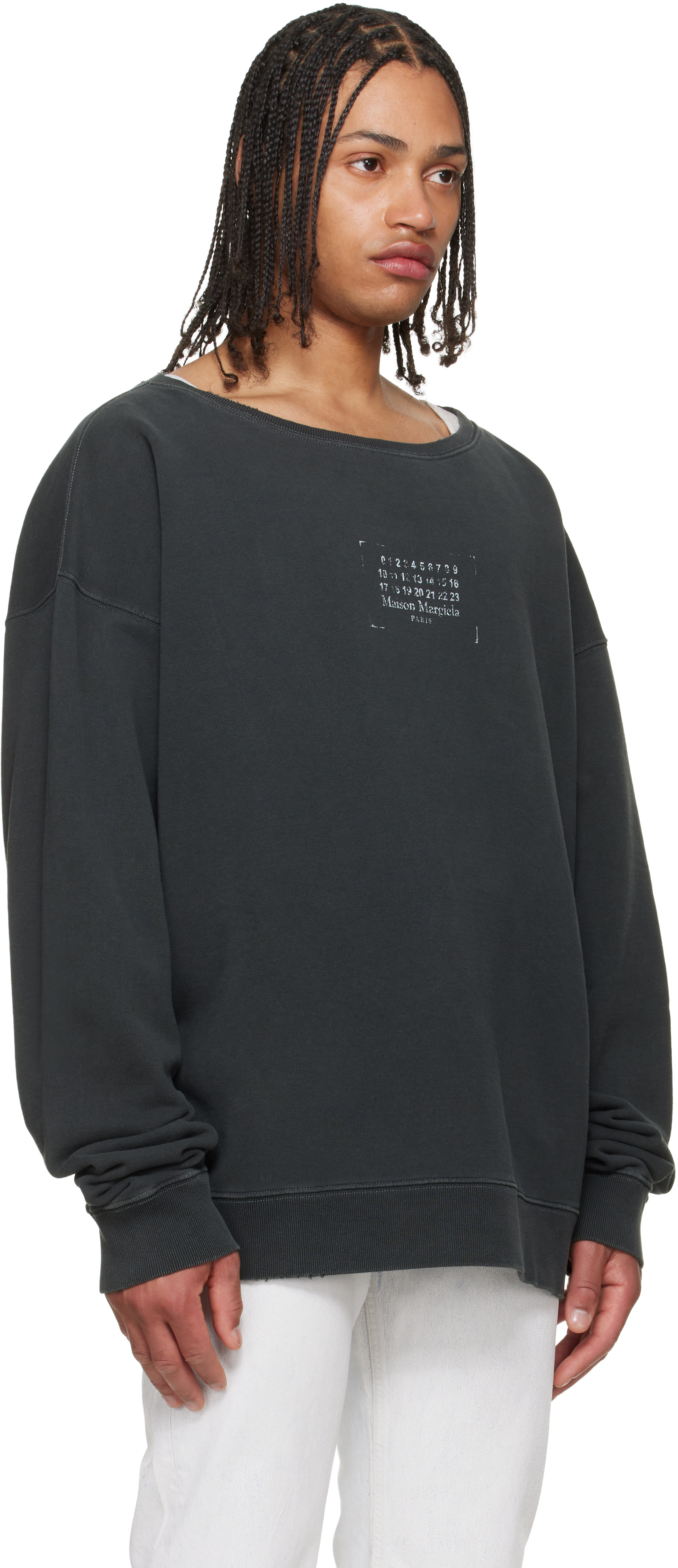 Maison Margiela - Pull molletonné noir à logo imprimé