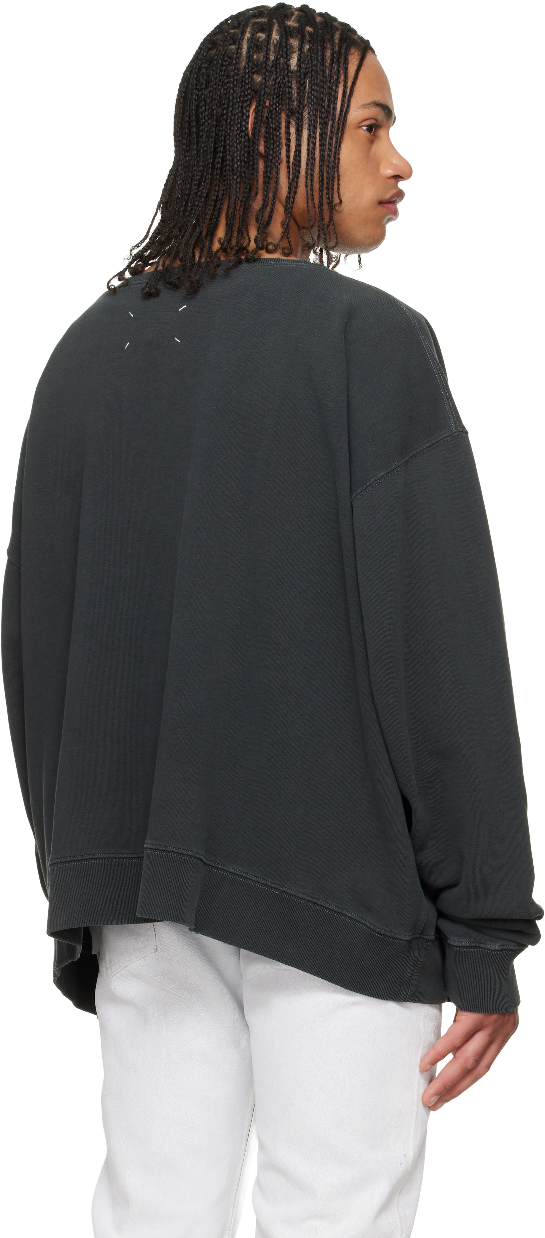 Maison Margiela: Black Printed Logo Sweatshirt | SSENSE
