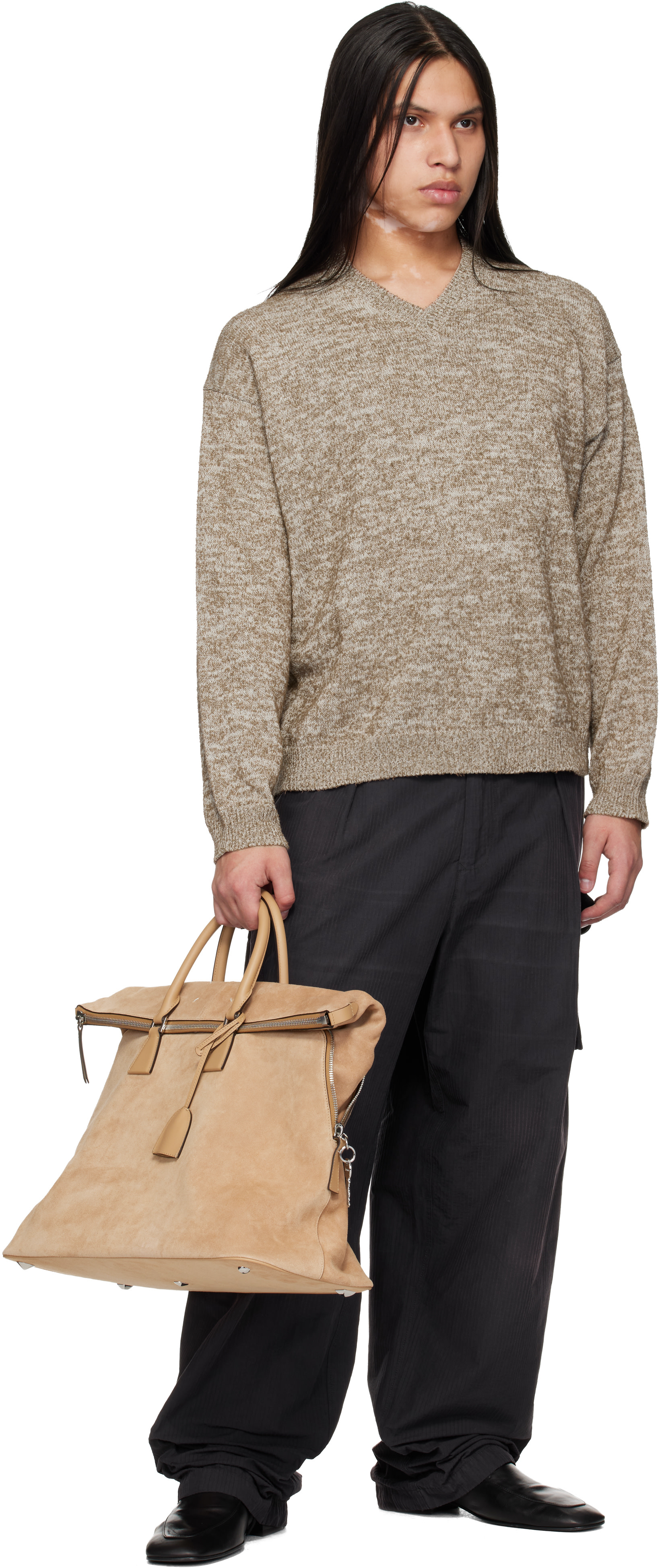 Maison Margiela - Brown V-neck Sweater