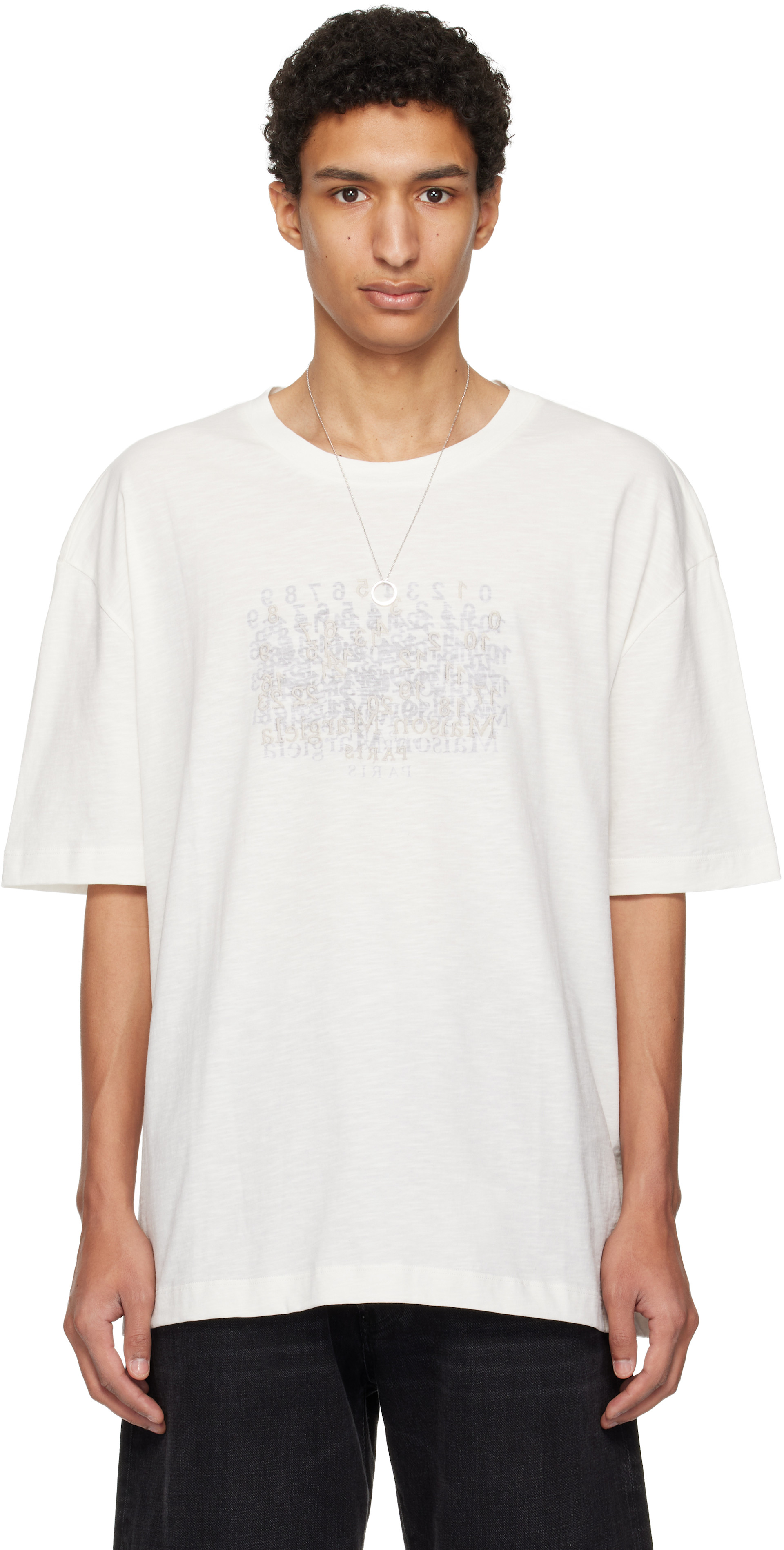 Maison Margiela - Off-White Embroidered Logo T-shirt