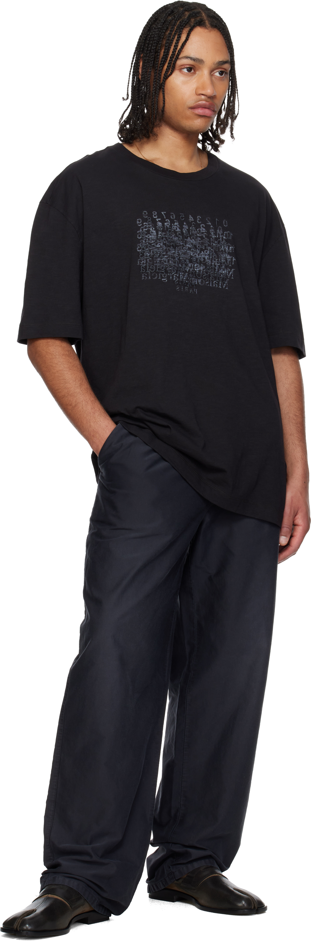MARGIELA ブラック Tシャツ Mサイズ Maison Margiela: ブラック Numerical コットン Tシャツ | SSENSE 日本