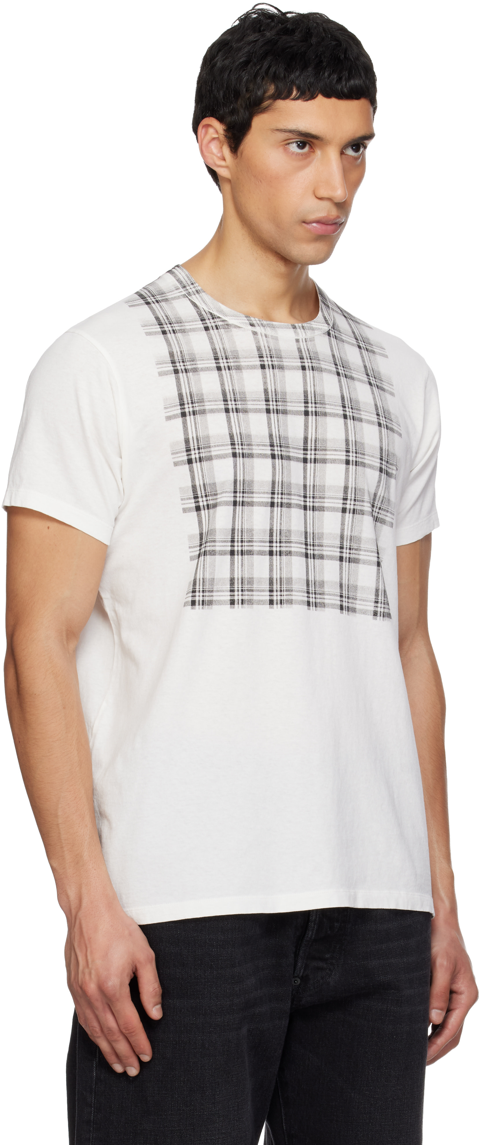 Maison Margiela - White Check Panel Cotton T-shirt