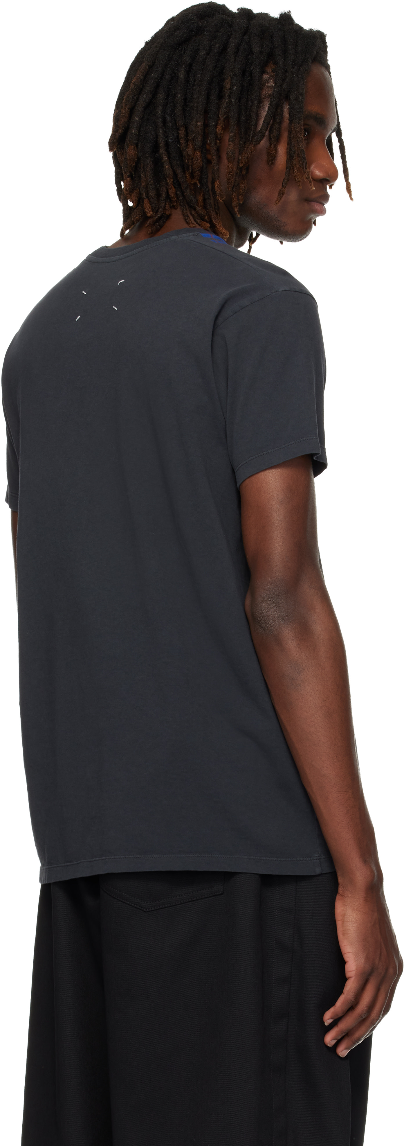 Maison Margiela - Gray Cotton Check Panel T-shirt