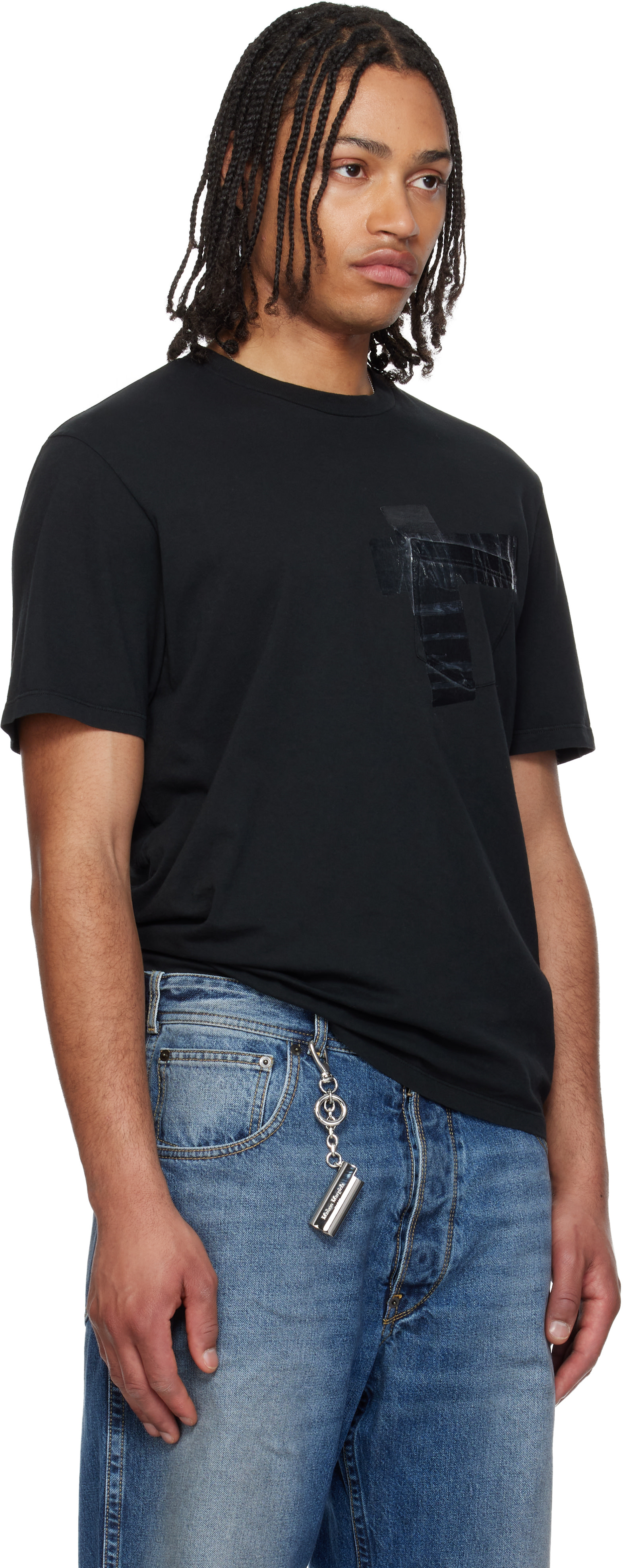Maison Margiela: ブラック Taped Cotton Jersey Tシャツ | SSENSE 日本