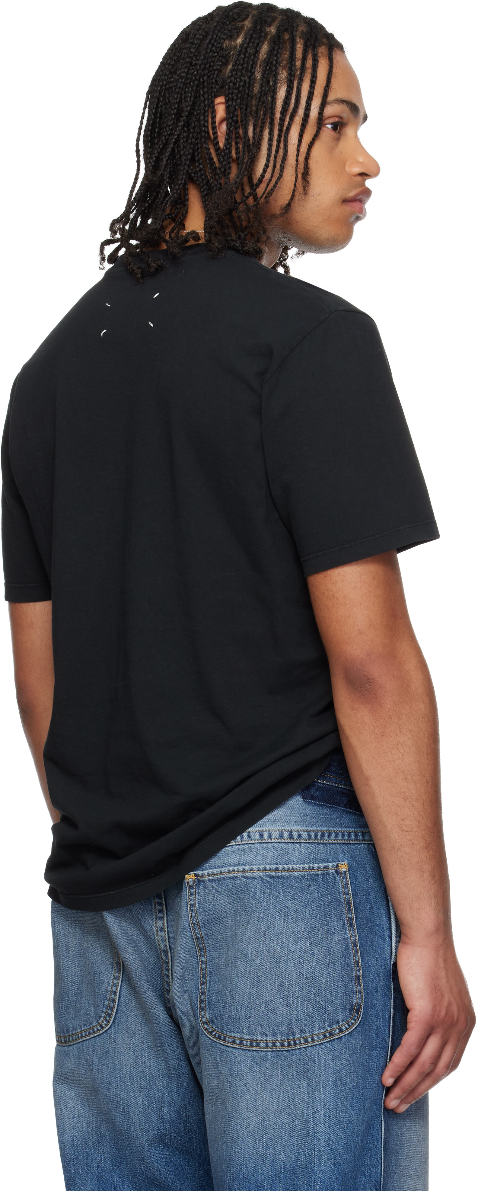 Maison Margiela: Black Taped Cotton Jersey T-shirt | SSENSE Maison Margiela: Black Taped Cotton Jersey T-shirt | SSENSE