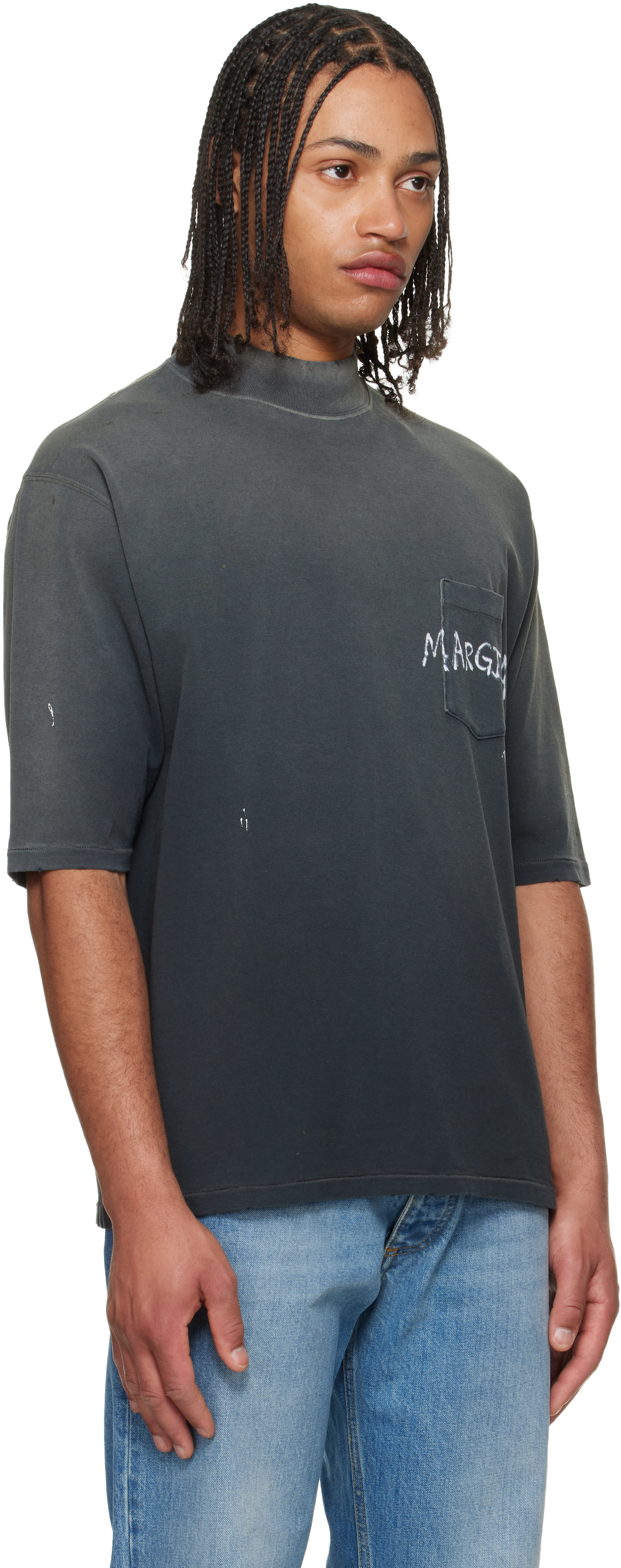 Maison Margiela: Black Faded Paint Splatter T-shirt | SSENSE