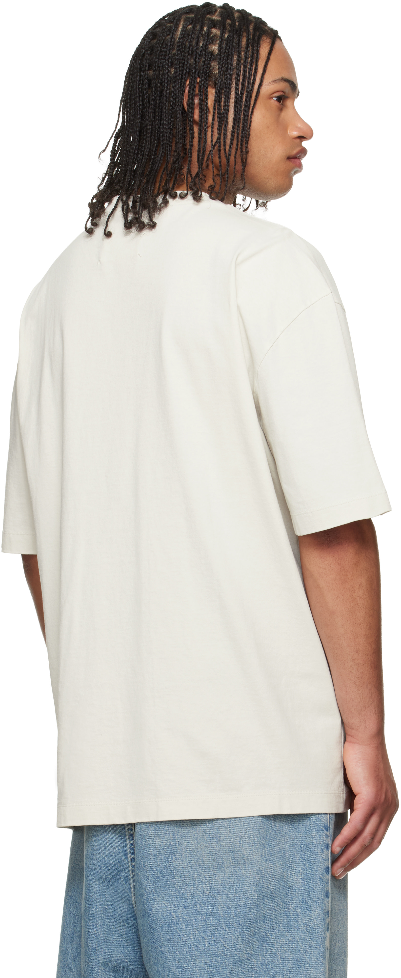 Maison Margiela: Off-White Embroidered Logo T-shirt | SSENSE