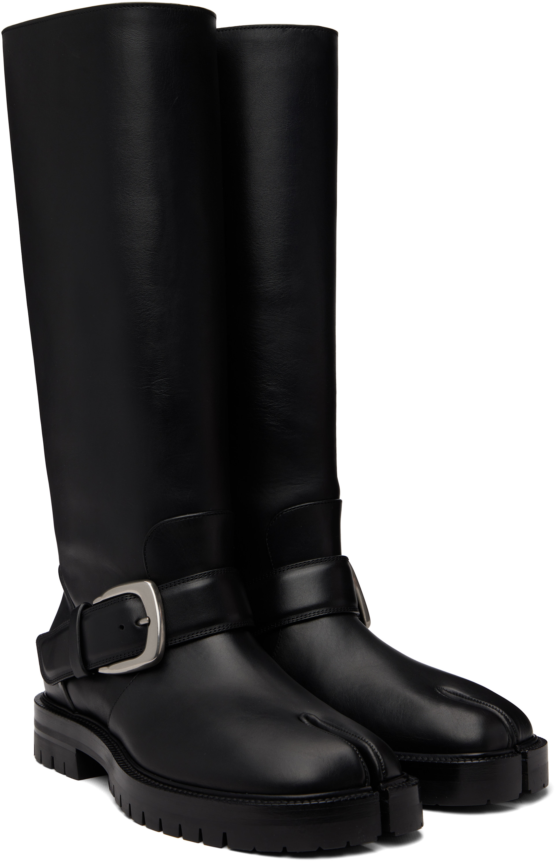Maison Margiela: ブラック Tabi County ロングブーツ | SSENSE 日本