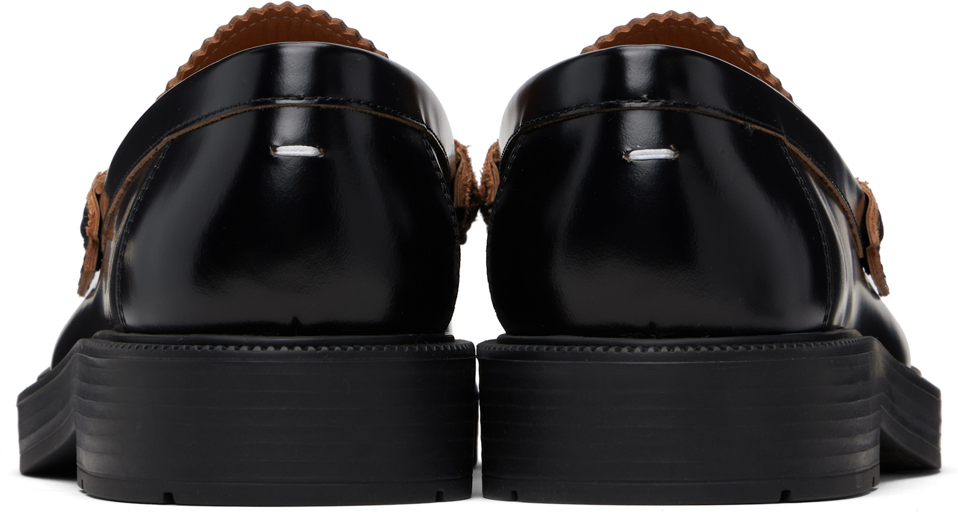 その他 Maison Margiela Maison Margiela: Black Décortiqué Loafers | SSENSE