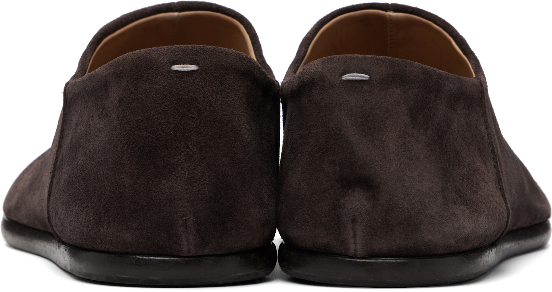Maison Margiela Tabi ローファー　スウェード　ダークブラウン Maison Margiela: ブラウン Tabi バブーシュ ローファー | SSENSE 日本