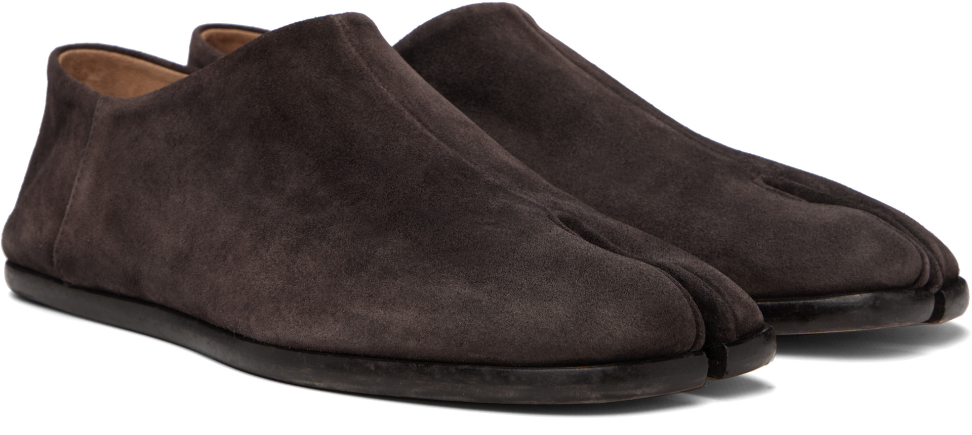Maison Margiela: Brown Tabi Babouche Loafers | SSENSE