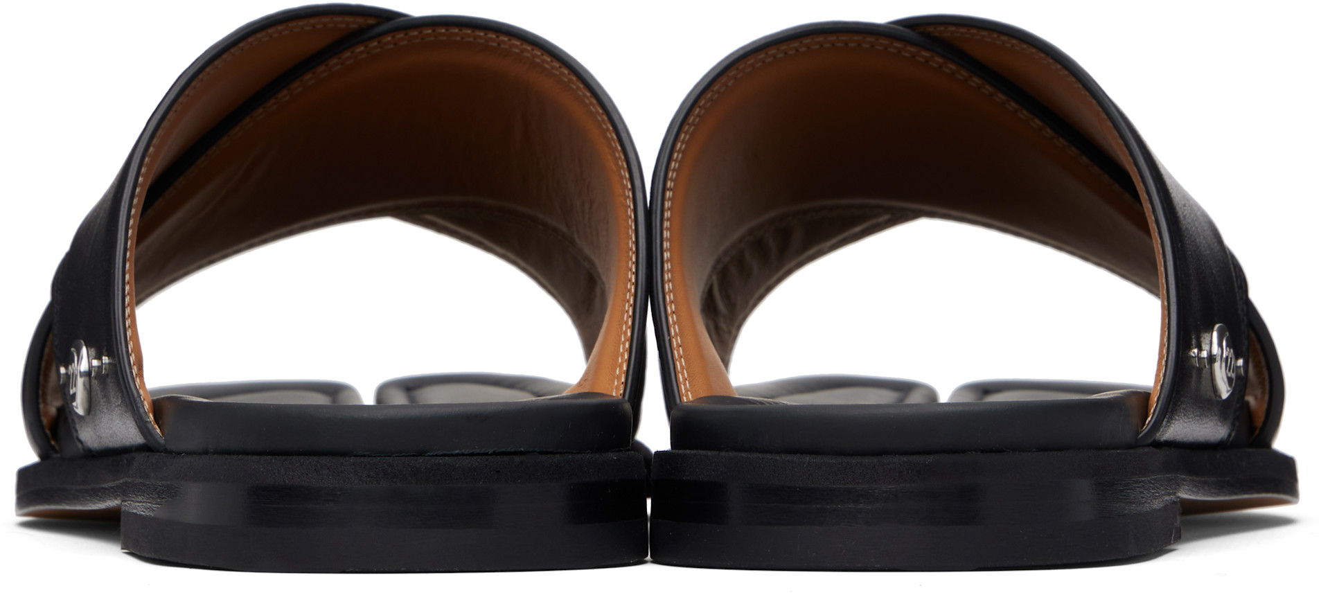 Maison Margiela: Black Tabi Numbers Crossed Sandals | SSENSE