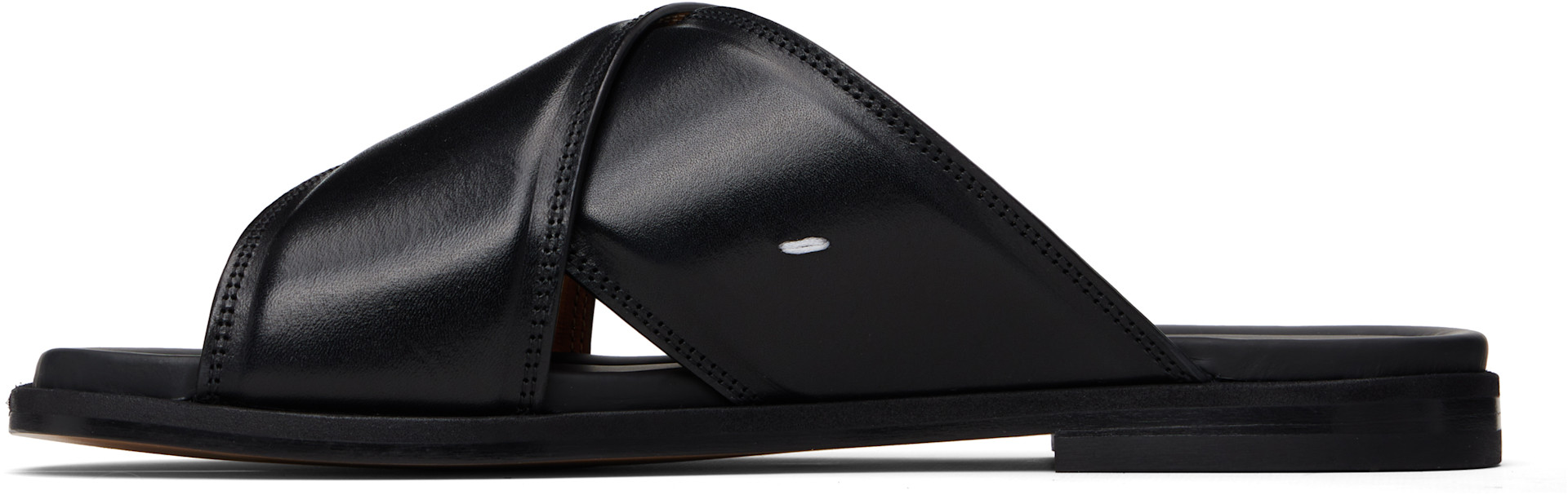 Maison Margiela: Black Tabi Numbers Crossed Sandals | SSENSE