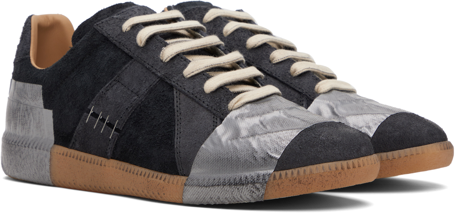 Maison Margiela: Black Replica Sneakers | SSENSE Canada