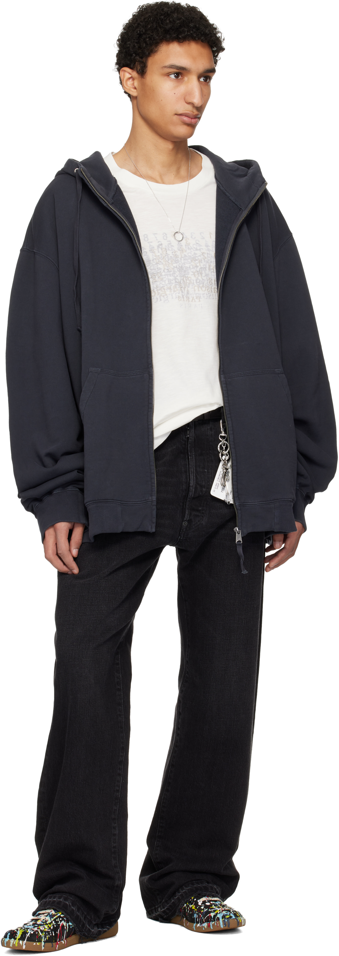 Maison Margiela: ブラック Paint Replica スニーカー | SSENSE 日本