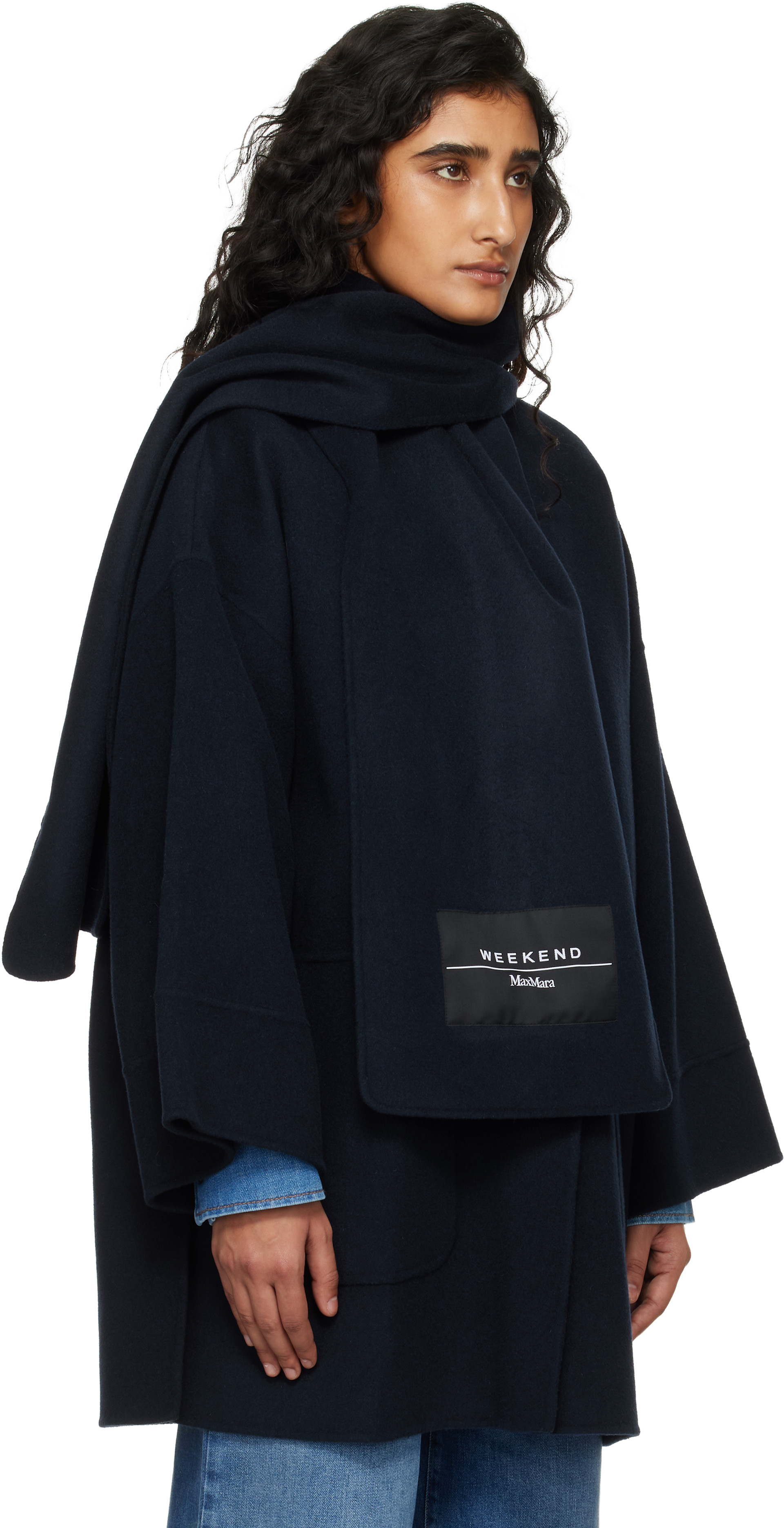 【高級】WEEKEND　MaxMara　フーディーハーフコート　ネイビー　М Weekend Max Mara: ネイビー Fulcro コート | SSENSE 日本