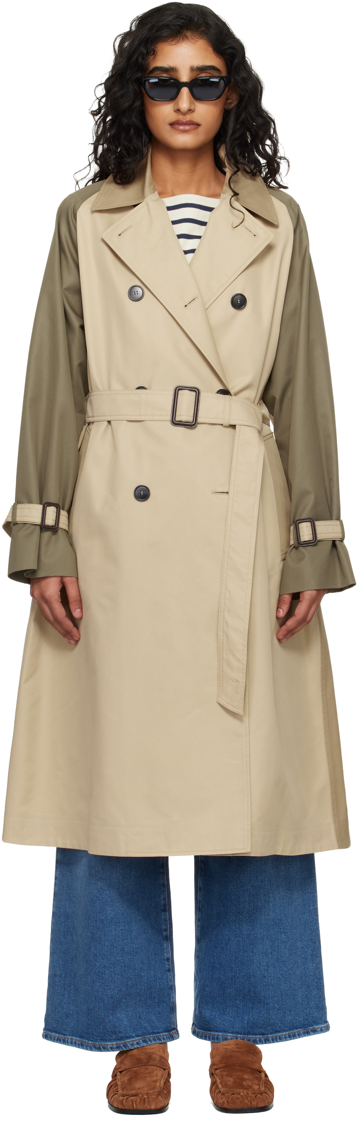 Weekend Max Mara - Trench Canasta beige et vert