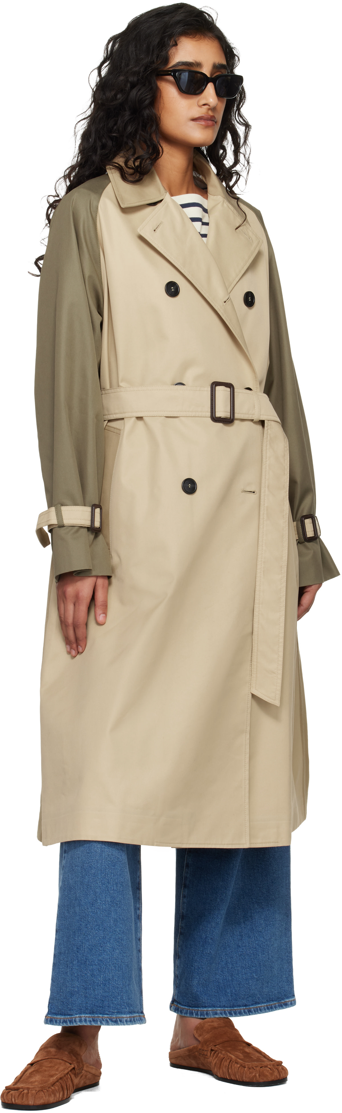 Weekend Max Mara - Trench Canasta beige et vert
