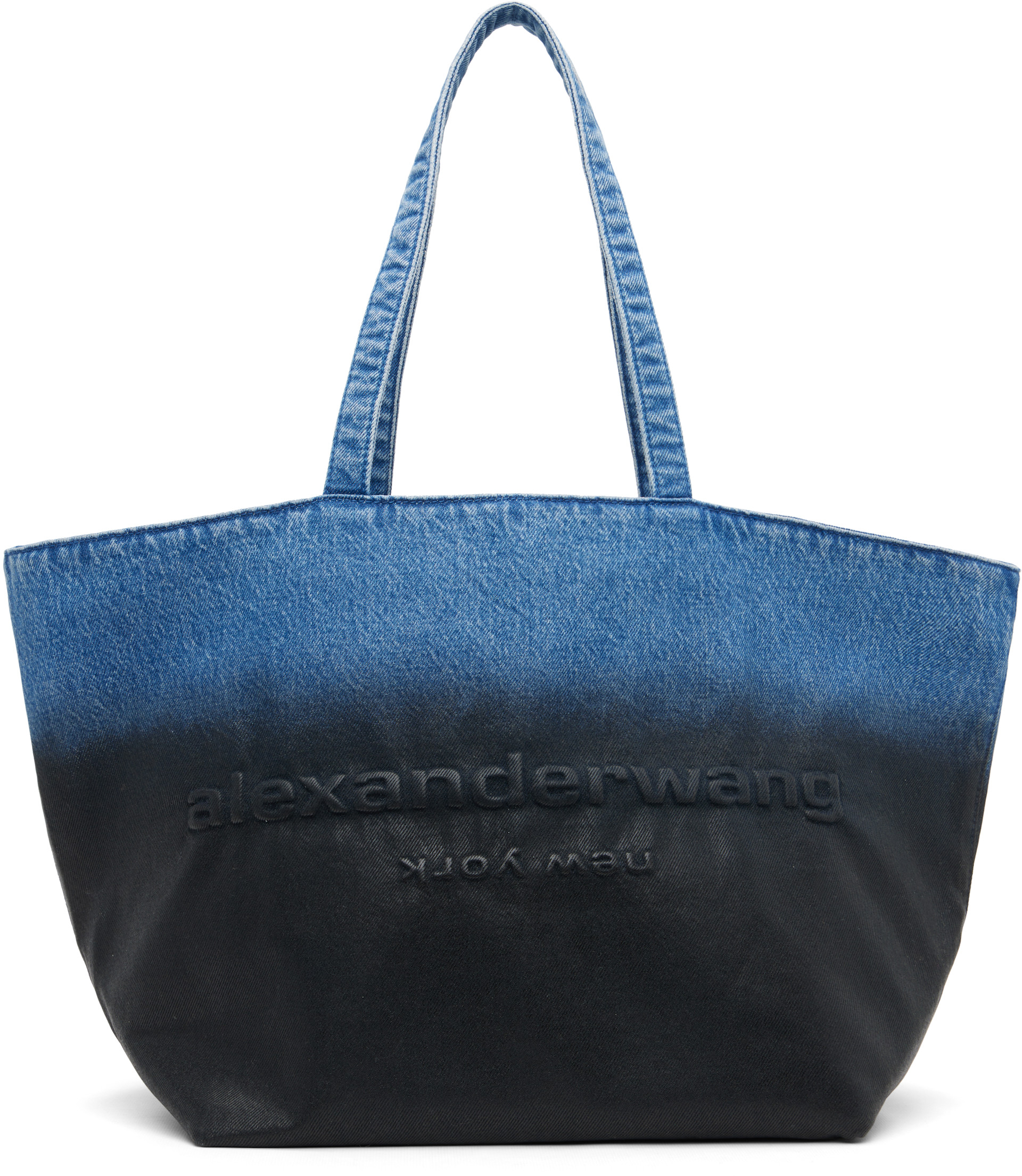 Alexander Wang: Blue Denim Punch Large Tote | SSENSE
