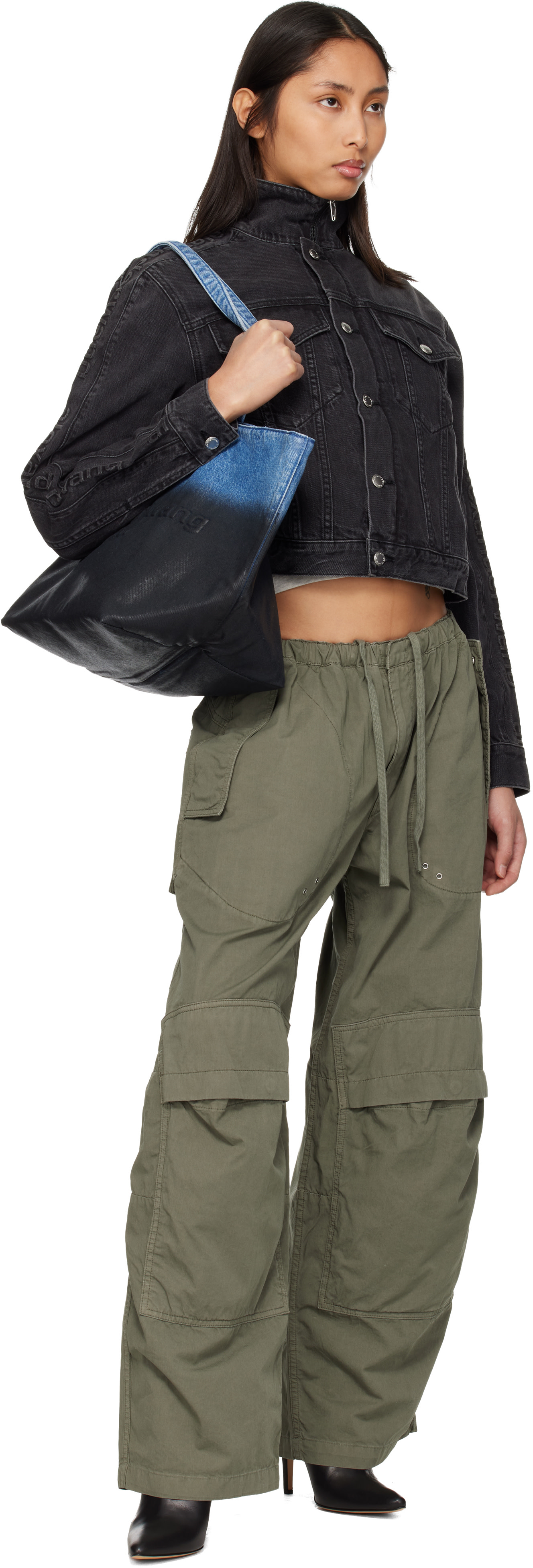 Alexander Wang: Blue Denim Punch Large Tote | SSENSE
