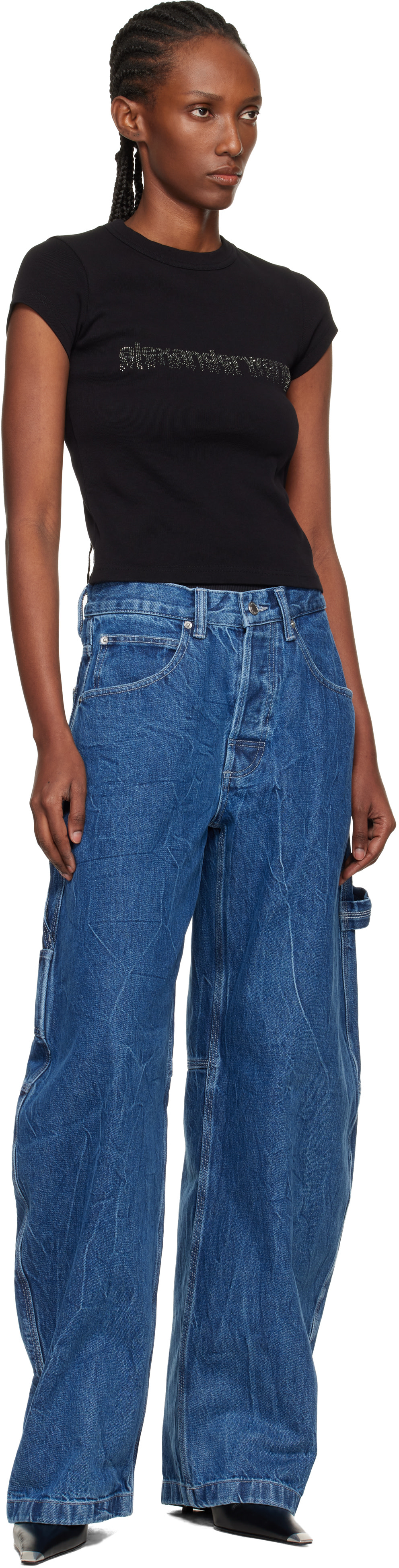 Alexander Wang: ブルー Pre-Styled ミッドライズ オーバーサイズ