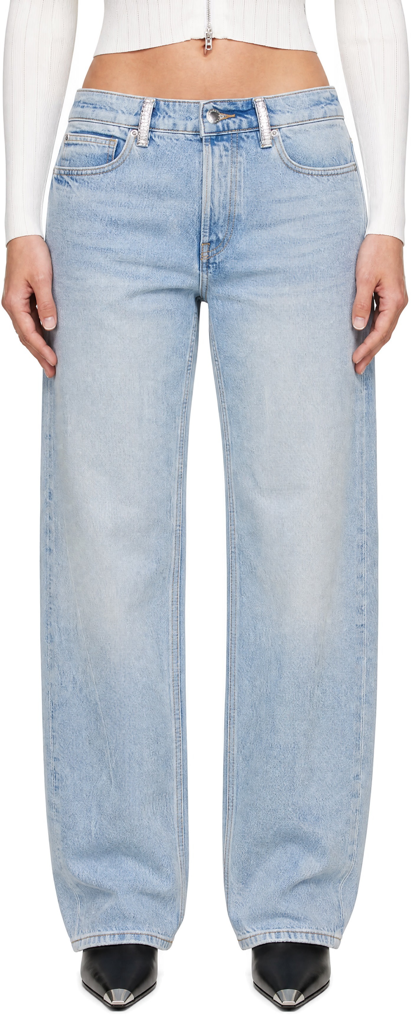 Alexander Wang - Blue Float Crystal Hotfix Belt Loop Jeans