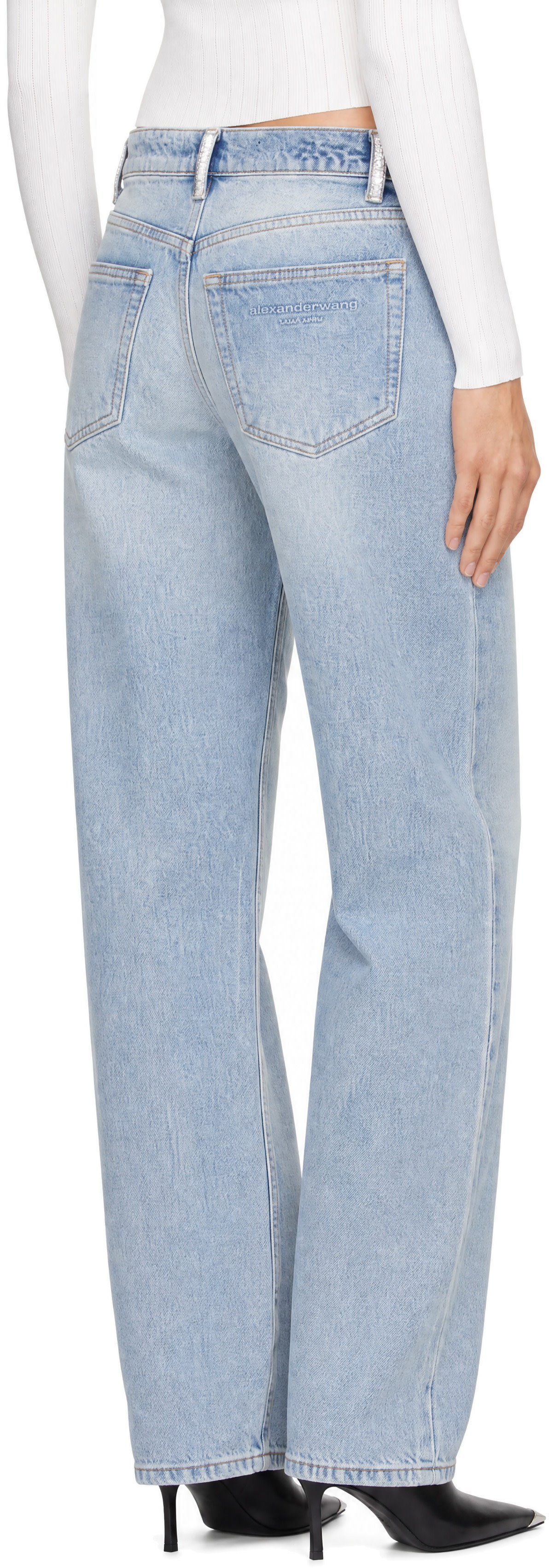 Alexander Wang - Blue Float Crystal Hotfix Belt Loop Jeans