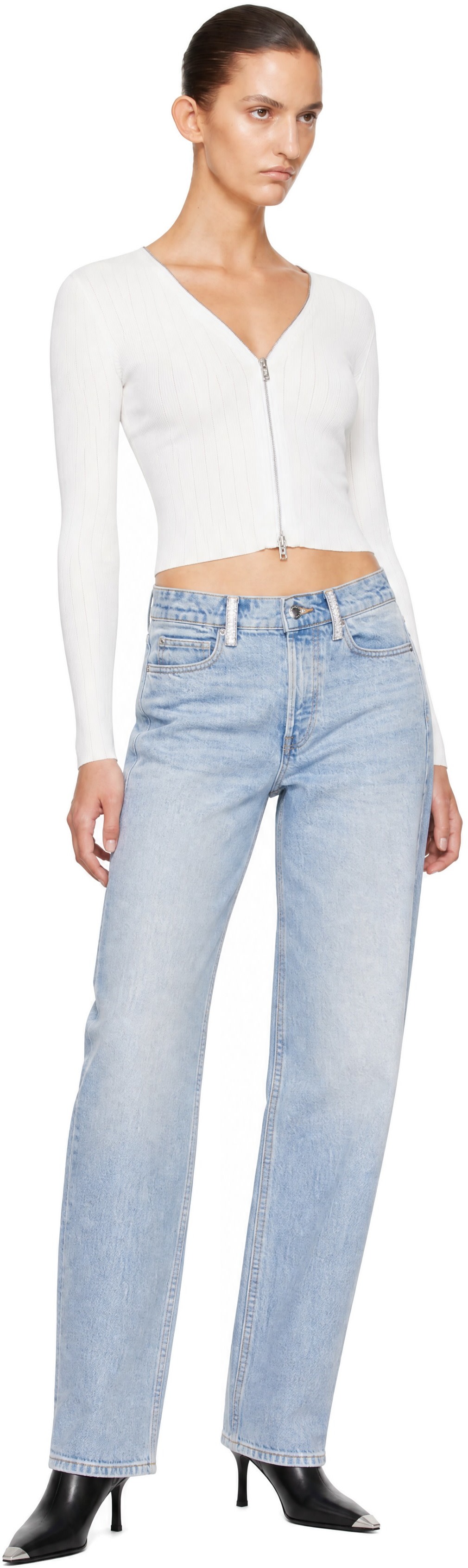 Alexander Wang - Blue Float Crystal Hotfix Belt Loop Jeans
